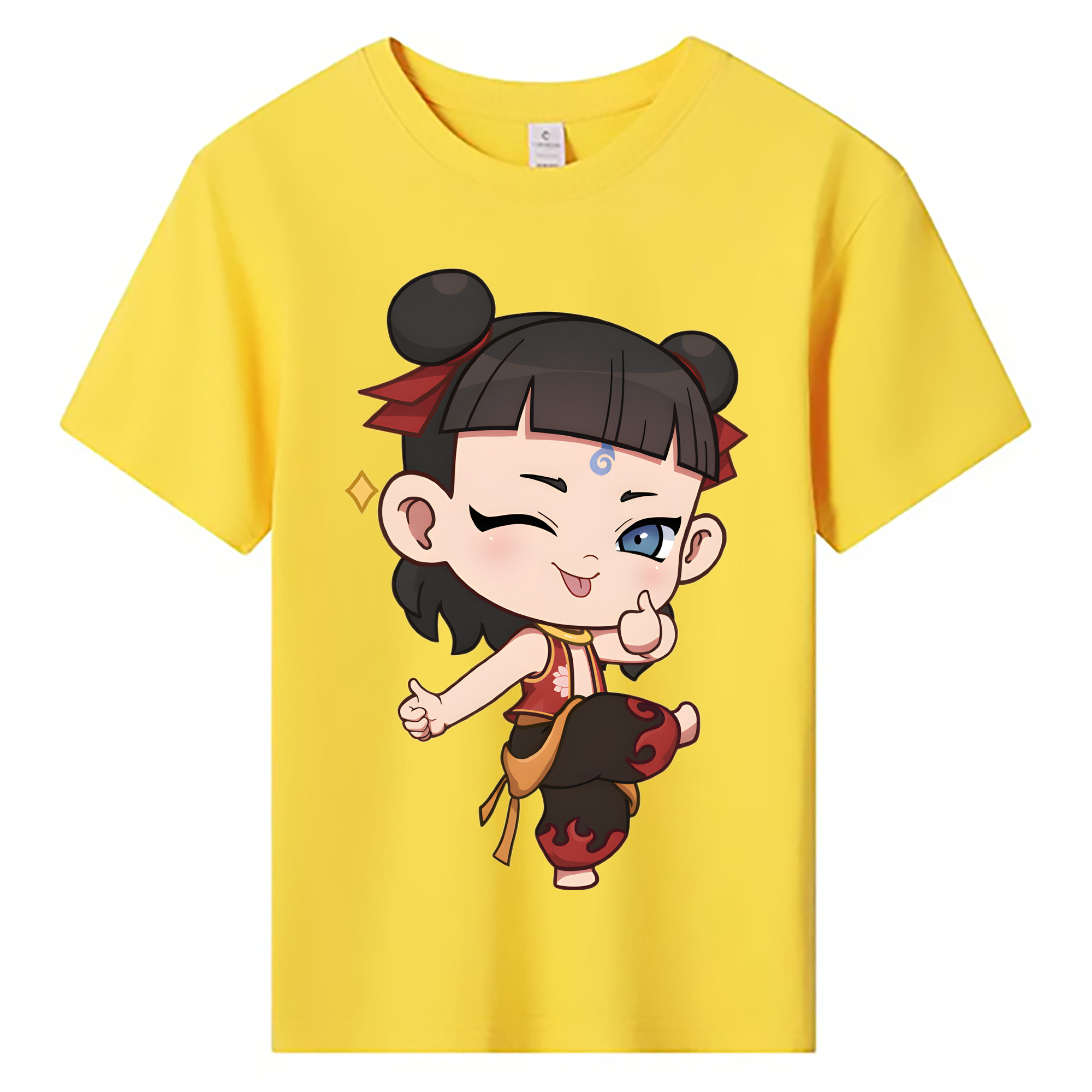 （画像用） Ne Zha 2 ナタ 魔童の大暴れ 綿100％キッズTシャツ（フロントプリント）