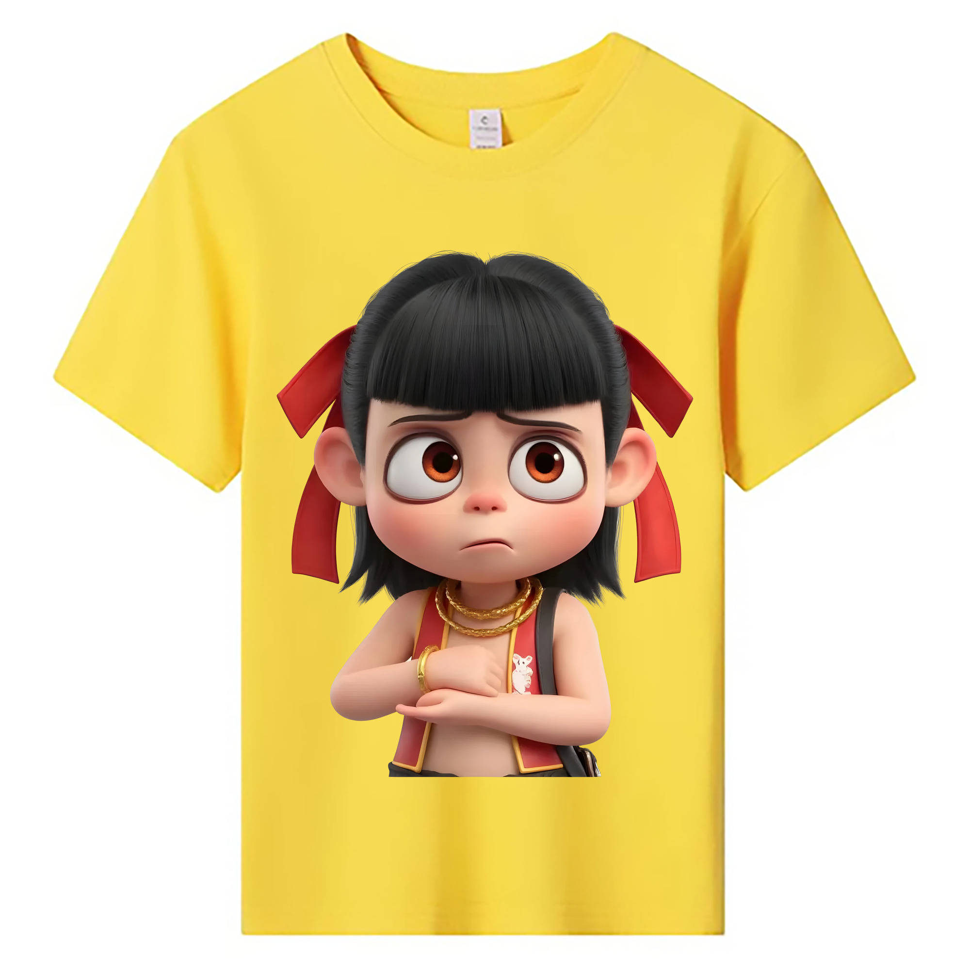 （画像用） Ne Zha 2 ナタ 魔童の大暴れ 綿100％キッズTシャツ（フロントプリント）