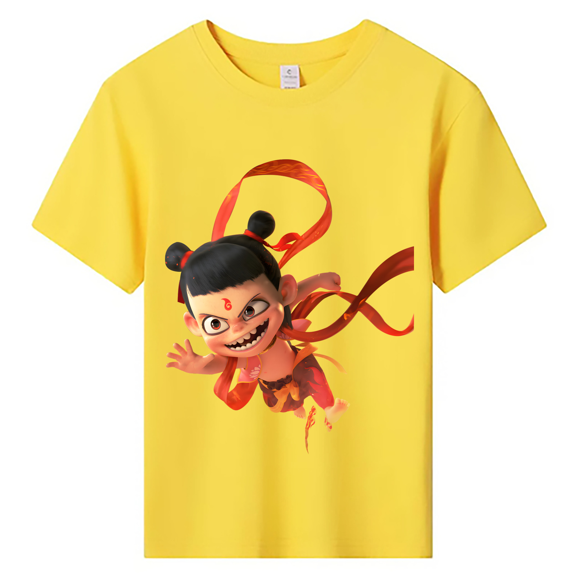 （画像用） Ne Zha 2 ナタ 魔童の大暴れ 綿100％キッズTシャツ（フロントプリント）