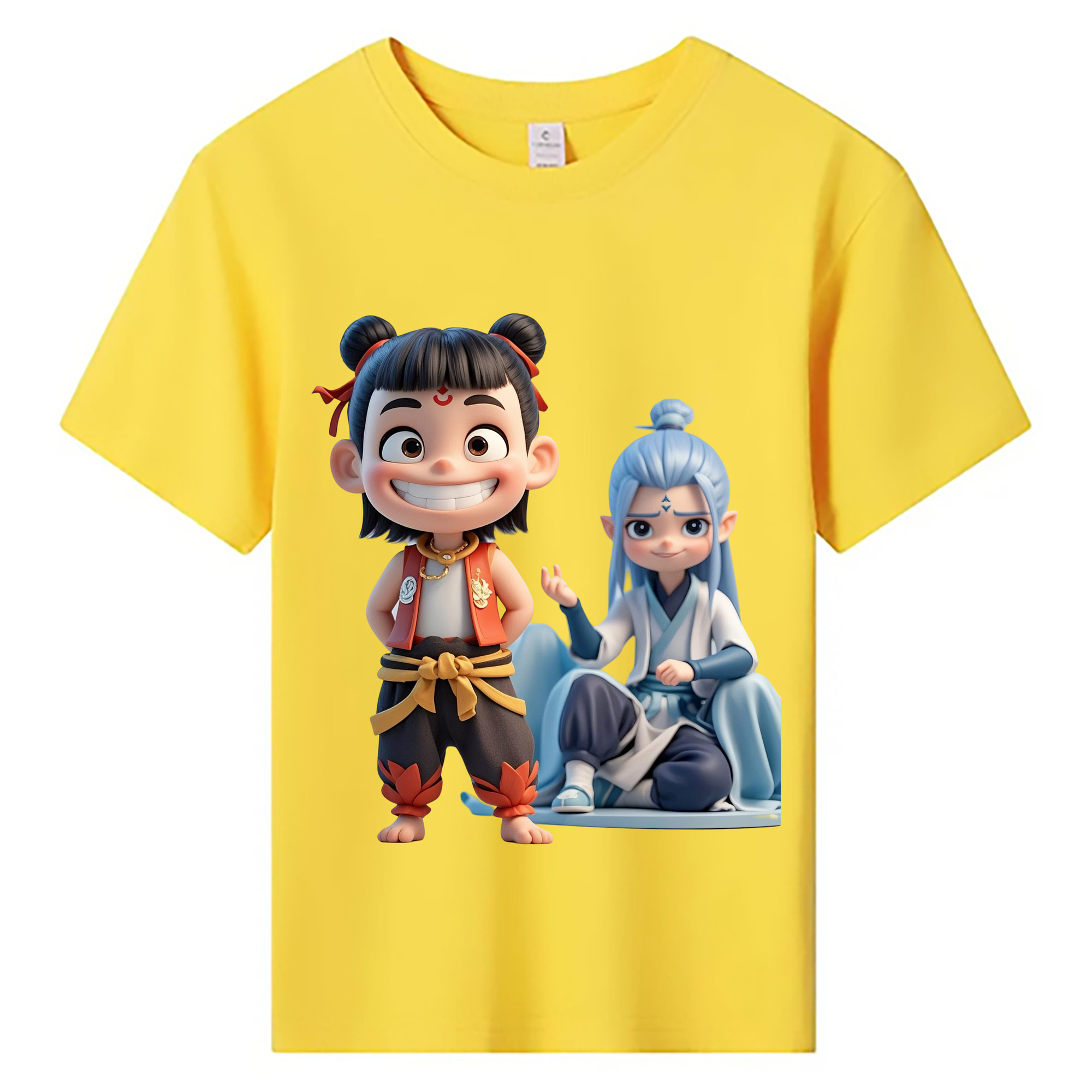 （画像用） Ne Zha 2 ナタ 魔童の大暴れ 綿100％キッズTシャツ（フロントプリント）