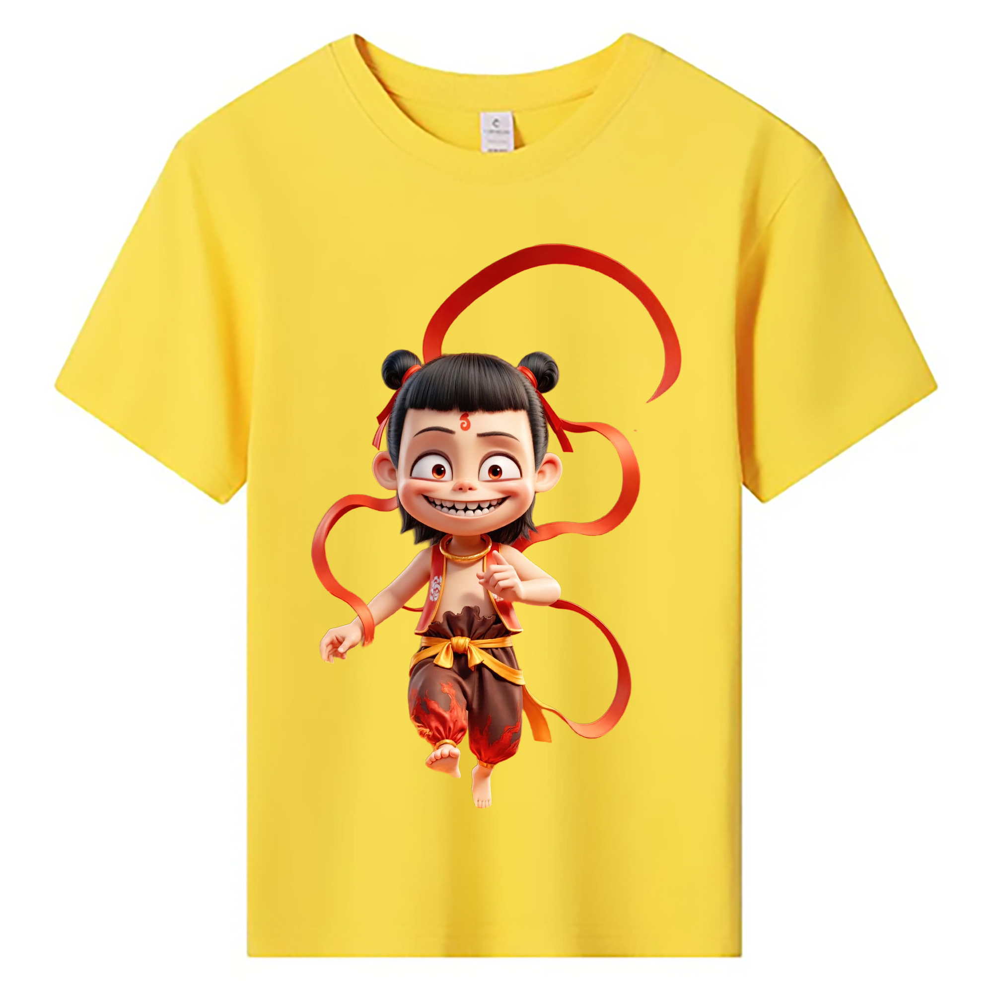 （画像用） Ne Zha 2 ナタ 魔童の大暴れ 綿100％キッズTシャツ（フロントプリント）