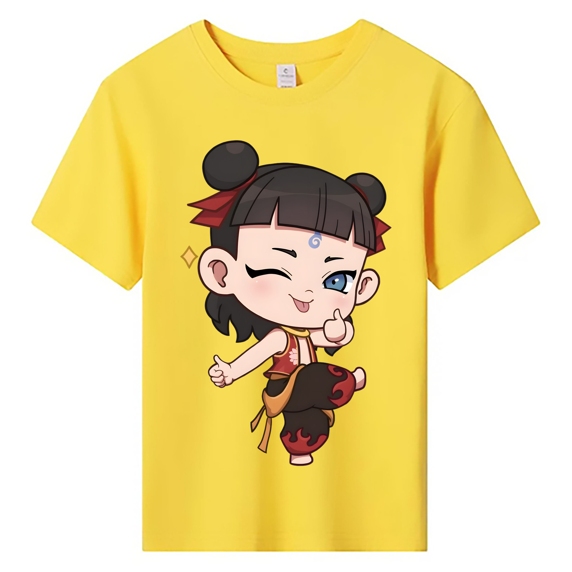（画像用） Ne Zha 2 ナタ 魔童の大暴れ 綿100％キッズTシャツ（フロントプリント）