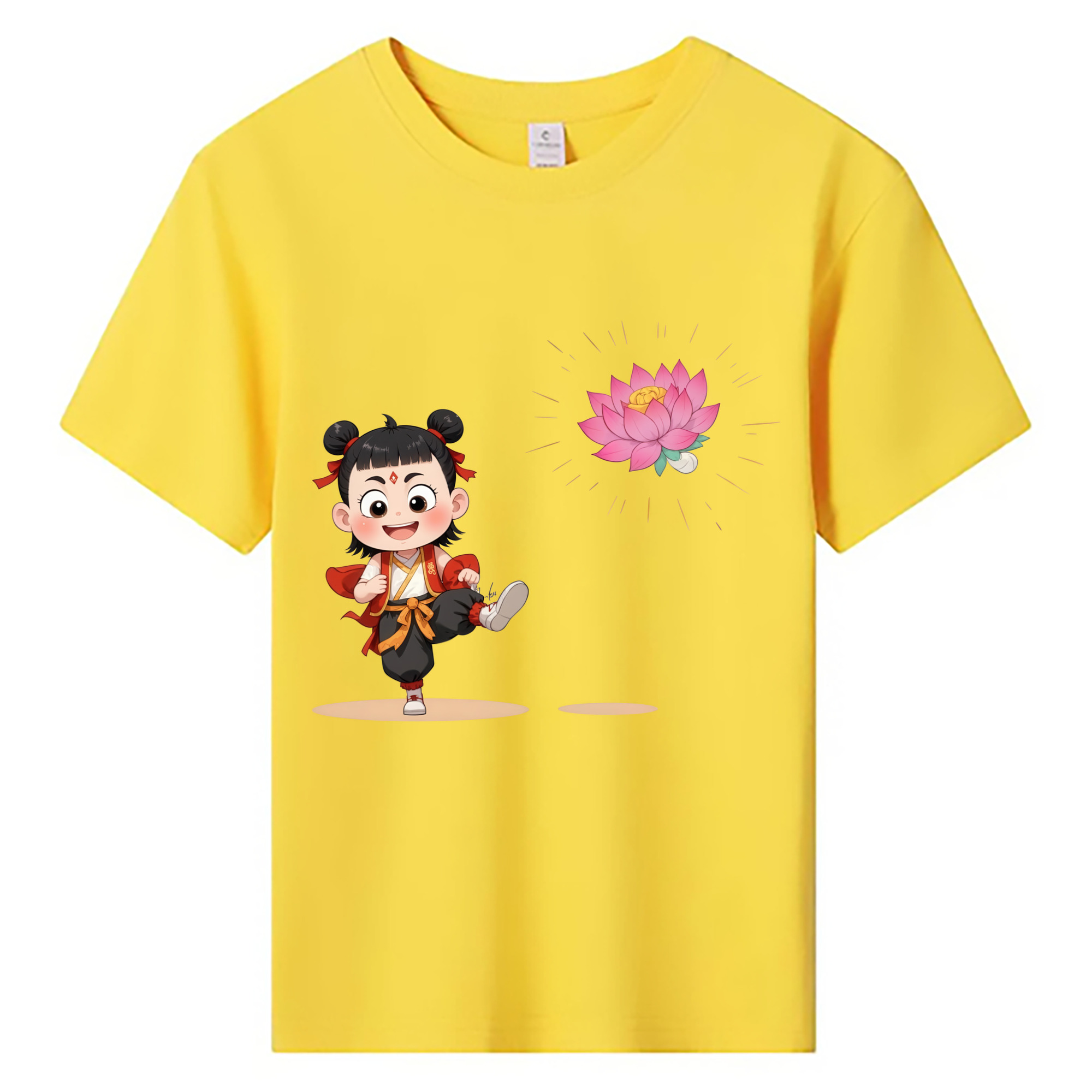 （画像用） Ne Zha 2 ナタ 魔童の大暴れ 綿100％キッズTシャツ（フロントプリント）