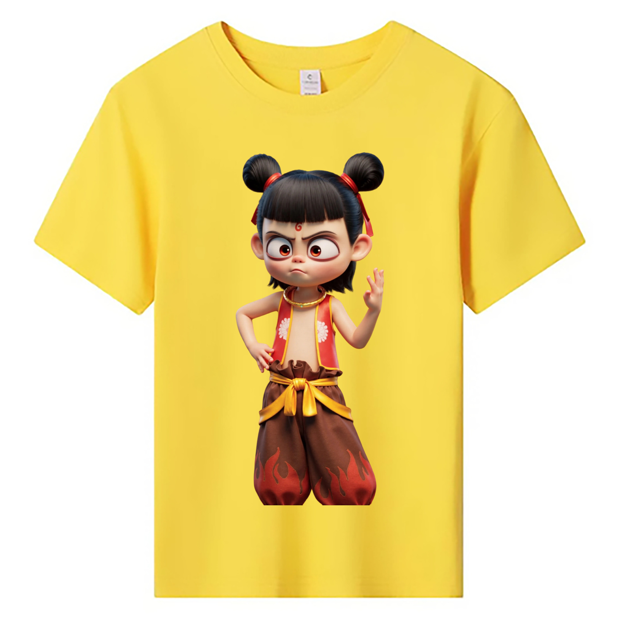 （画像用） Ne Zha 2 ナタ 魔童の大暴れ 綿100％キッズTシャツ（フロントプリント）
