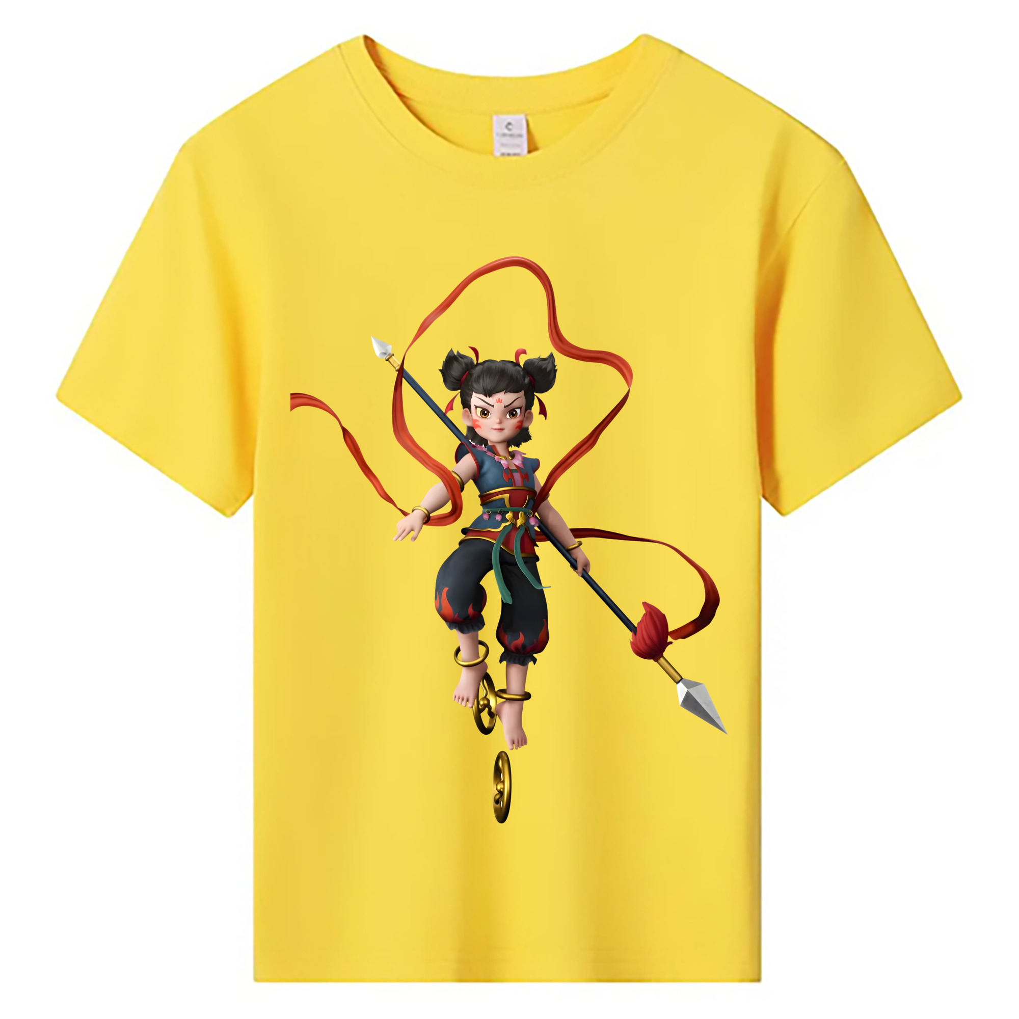 （画像用） Ne Zha 2 ナタ 魔童の大暴れ 綿100％キッズTシャツ（フロントプリント）