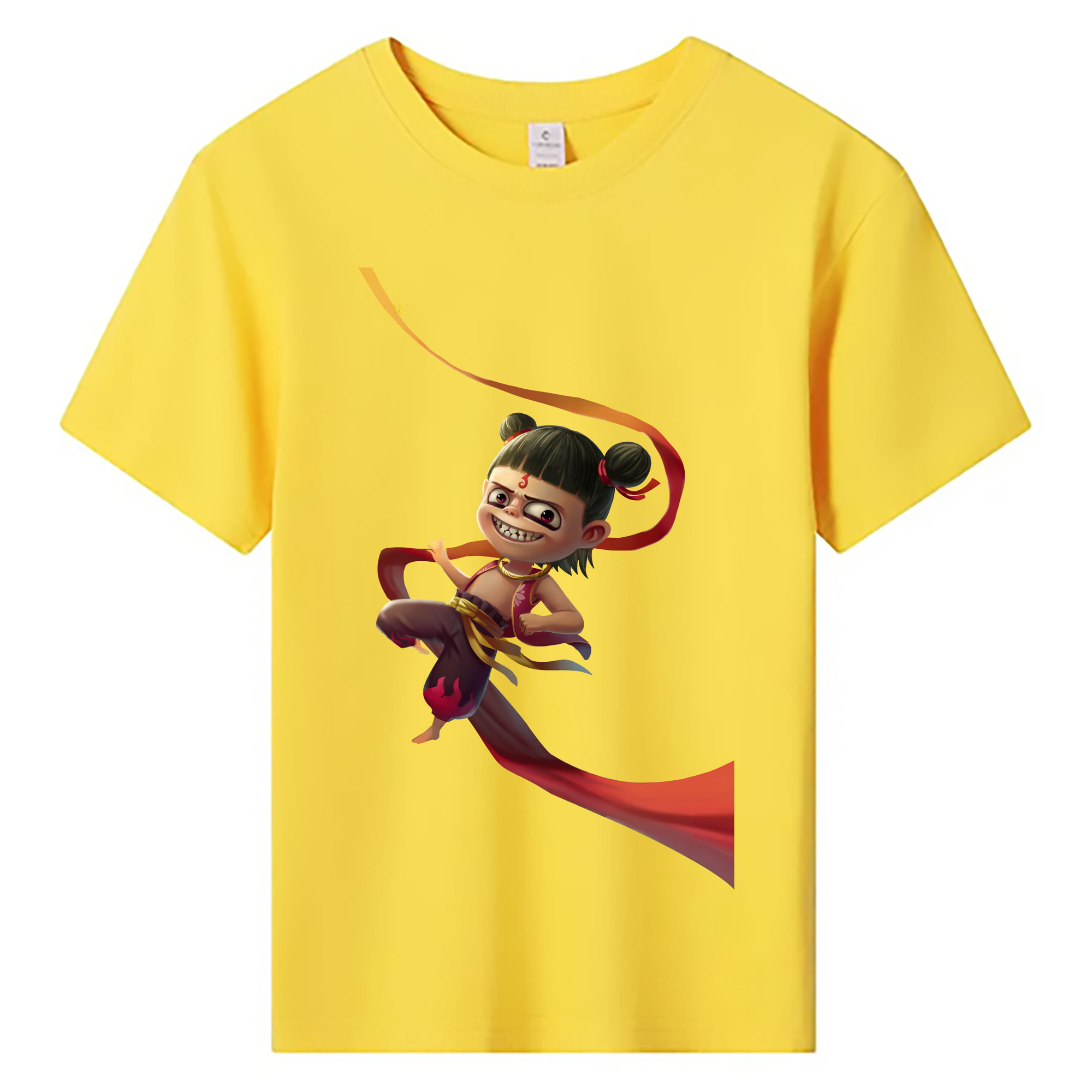 （画像用） Ne Zha 2 ナタ 魔童の大暴れ 綿100％キッズTシャツ（フロントプリント）