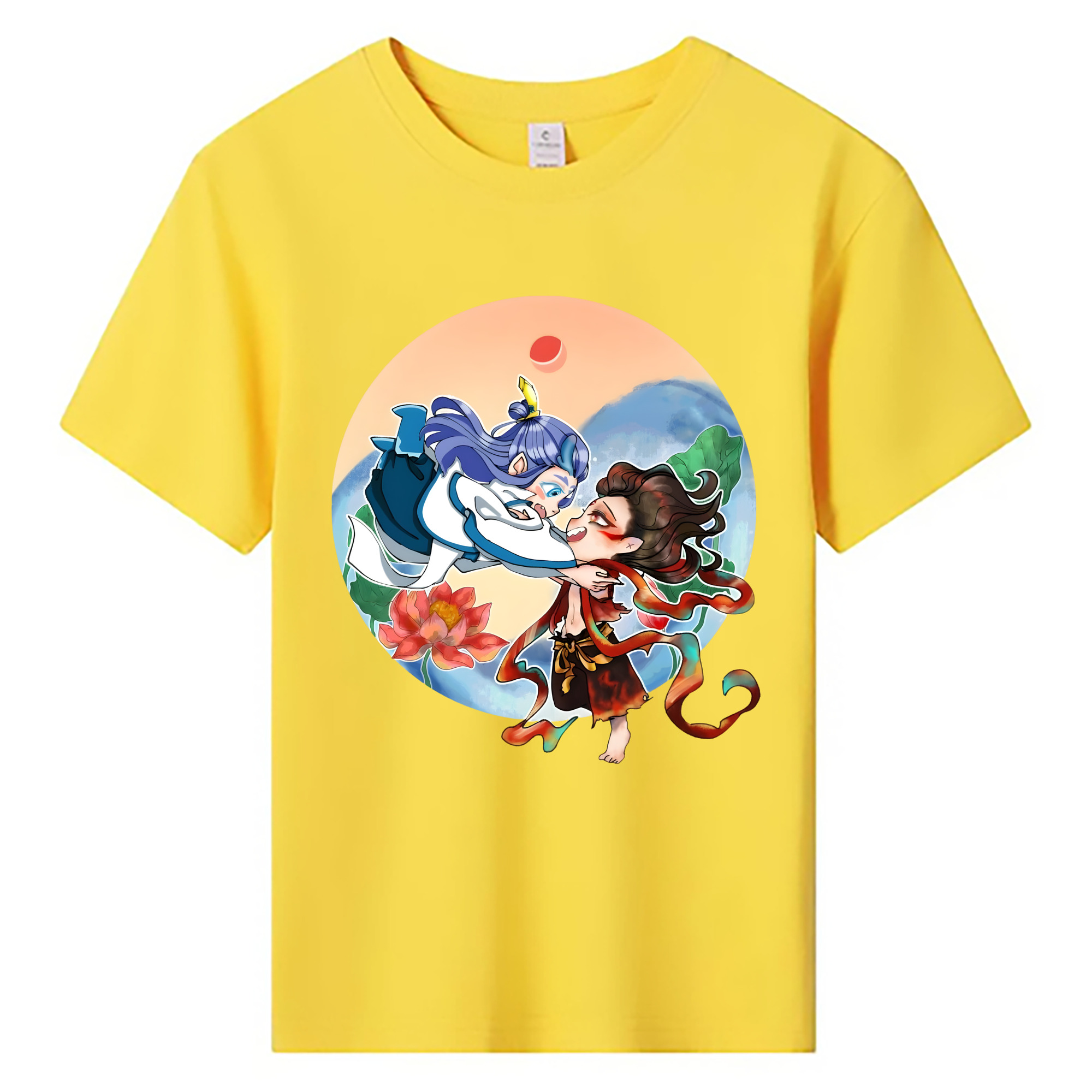 （画像用） Ne Zha 2 ナタ 魔童の大暴れ 綿100％キッズTシャツ（フロントプリント）