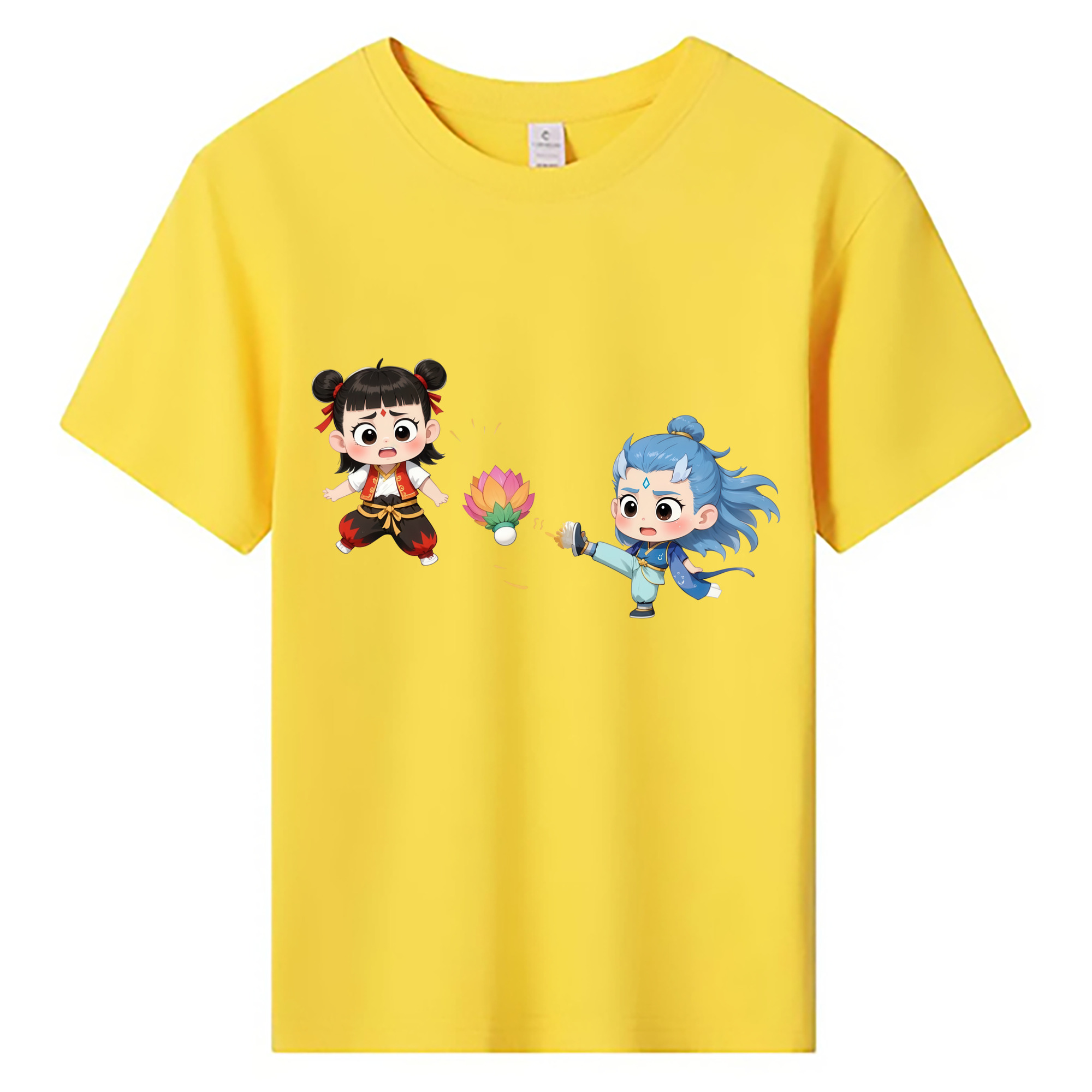 （画像用） Ne Zha 2 ナタ 魔童の大暴れ 綿100％キッズTシャツ（フロントプリント）