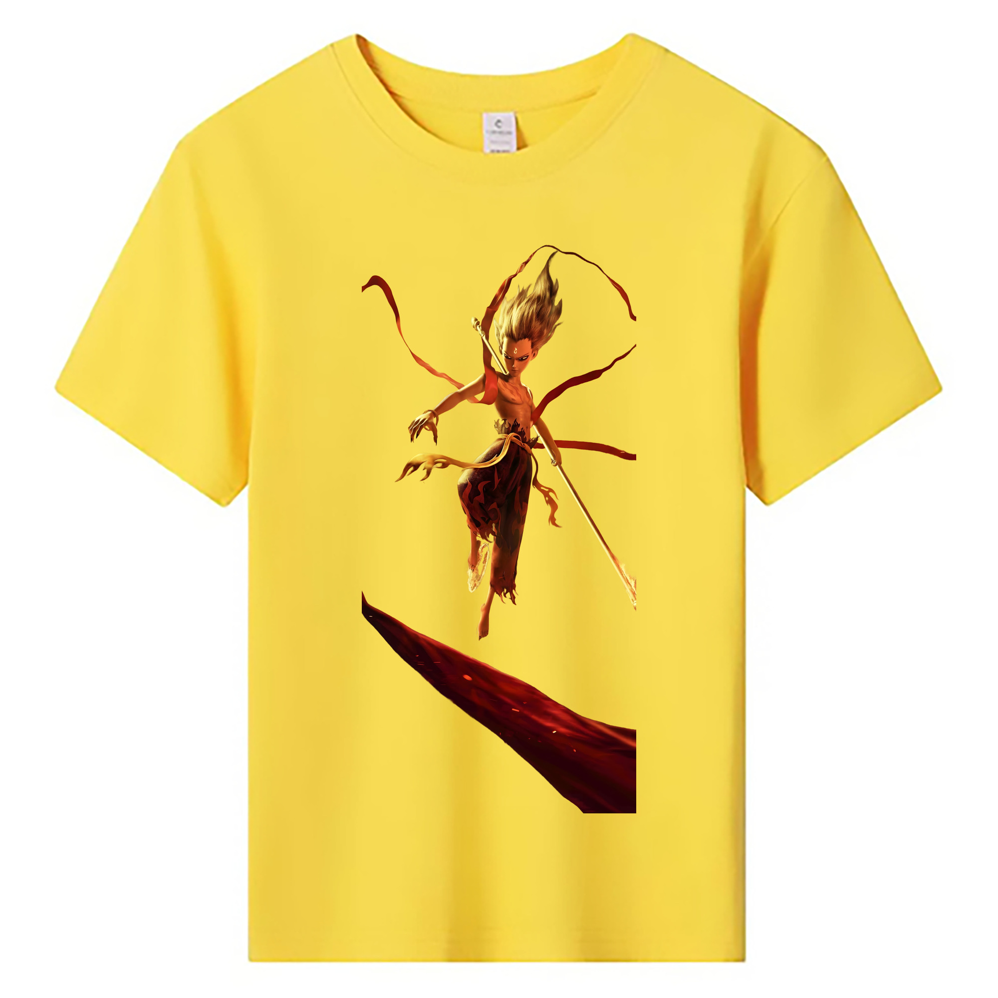 （画像用） Ne Zha 2 ナタ 魔童の大暴れ 綿100％キッズTシャツ（フロントプリント）