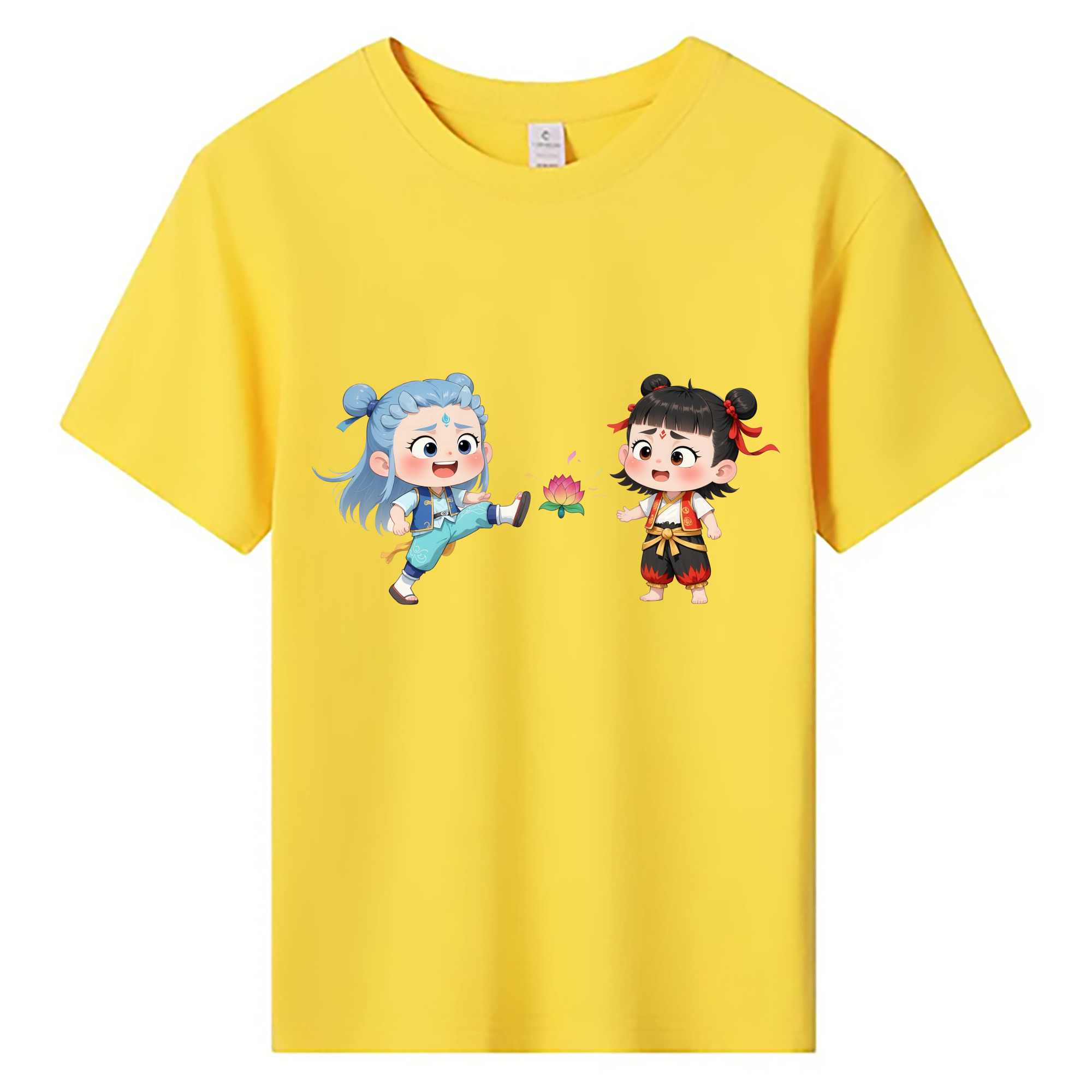 （画像用） Ne Zha 2 ナタ 魔童の大暴れ 綿100％キッズTシャツ（フロントプリント）