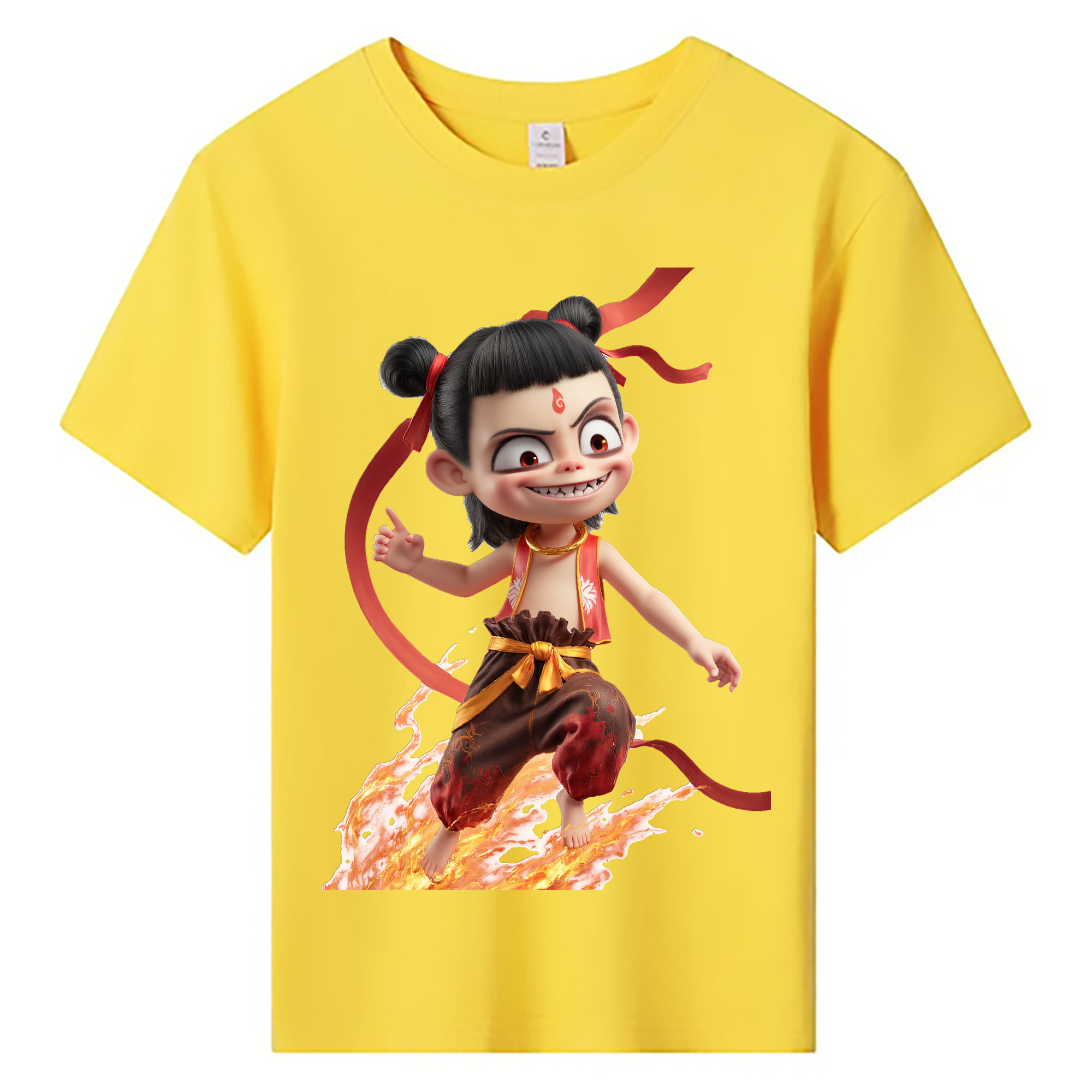 （画像用） Ne Zha 2 ナタ 魔童の大暴れ 綿100％キッズTシャツ（フロントプリント）
