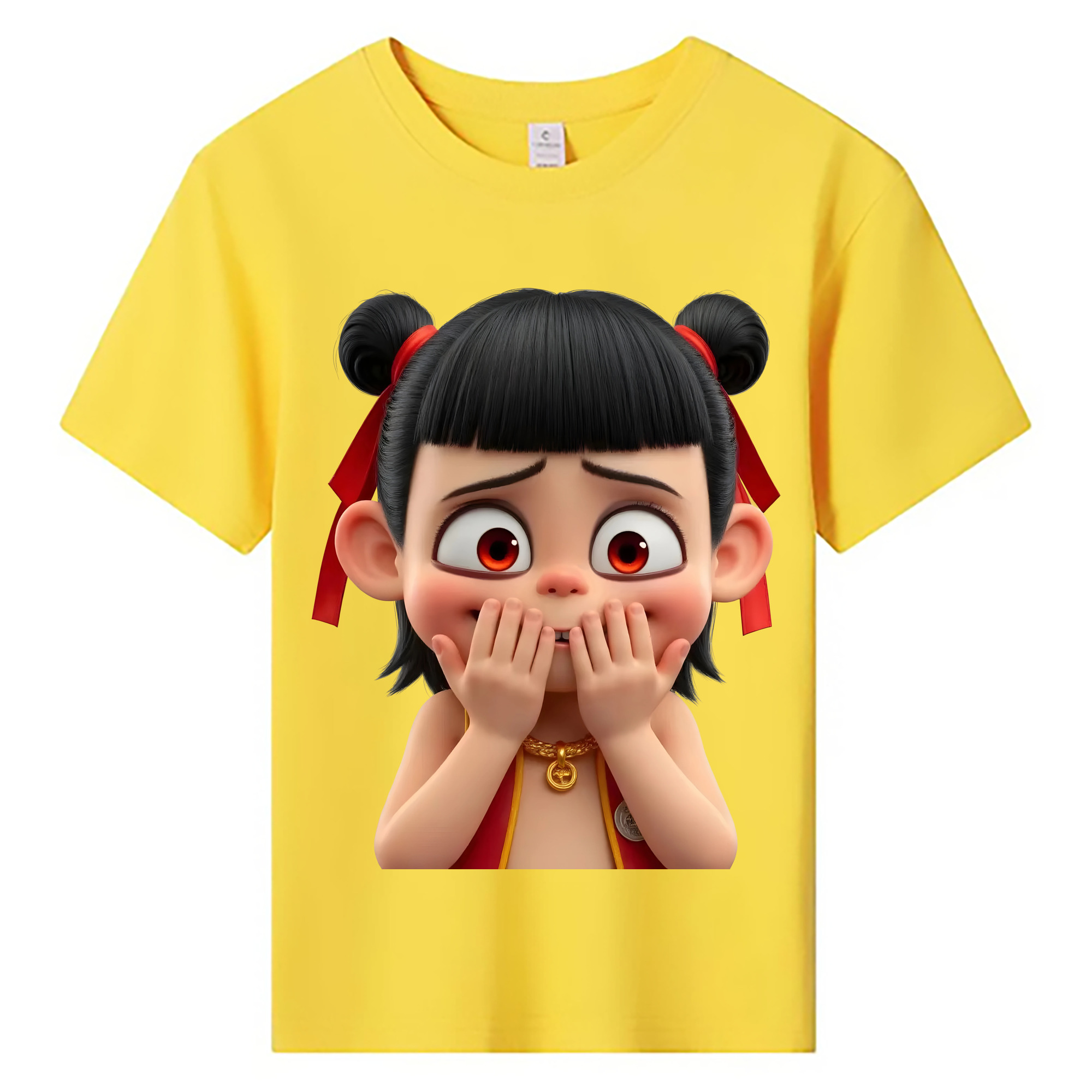 （画像用） Ne Zha 2 ナタ 魔童の大暴れ 綿100％キッズTシャツ（フロントプリント）