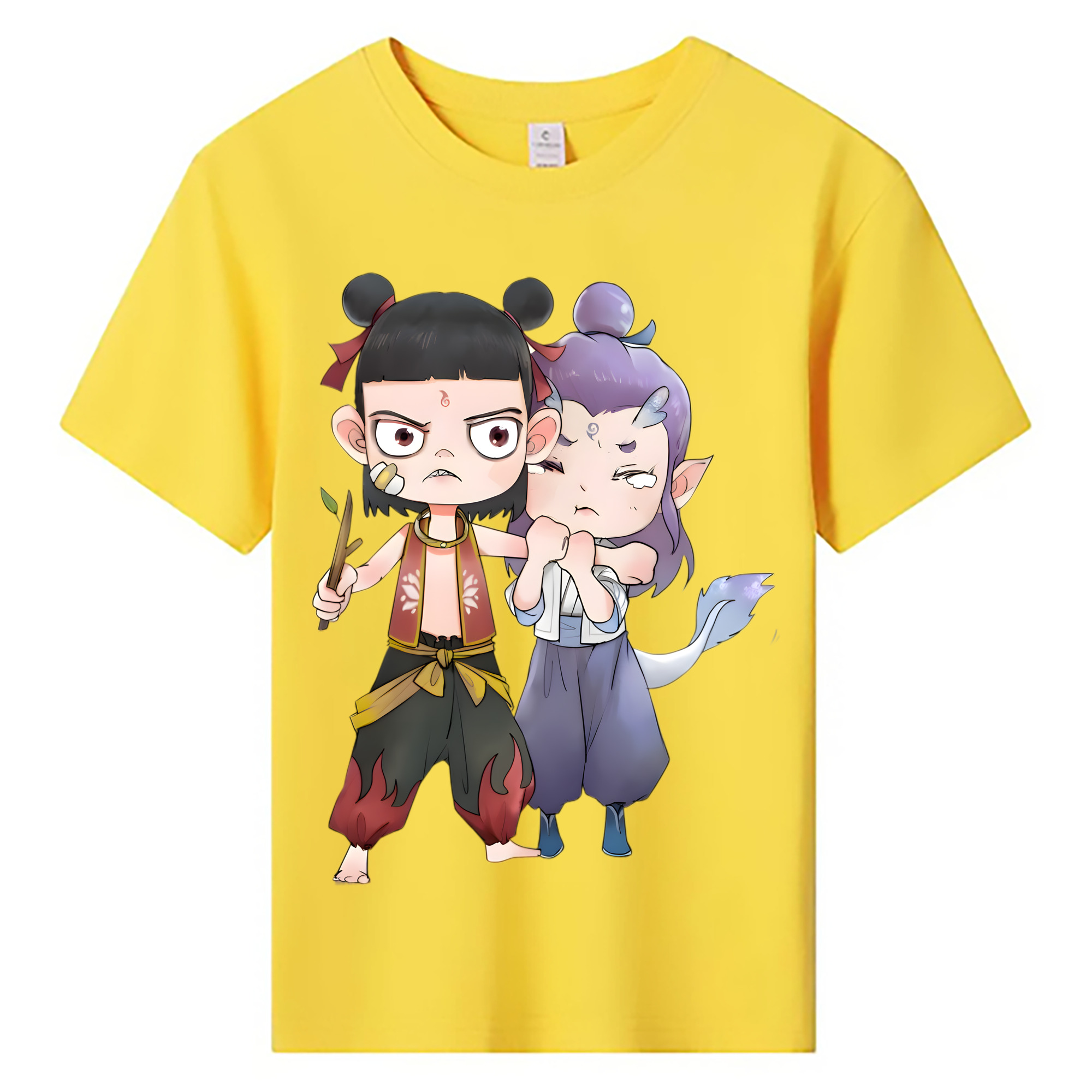（画像用） Ne Zha 2 ナタ 魔童の大暴れ 綿100％キッズTシャツ（フロントプリント）