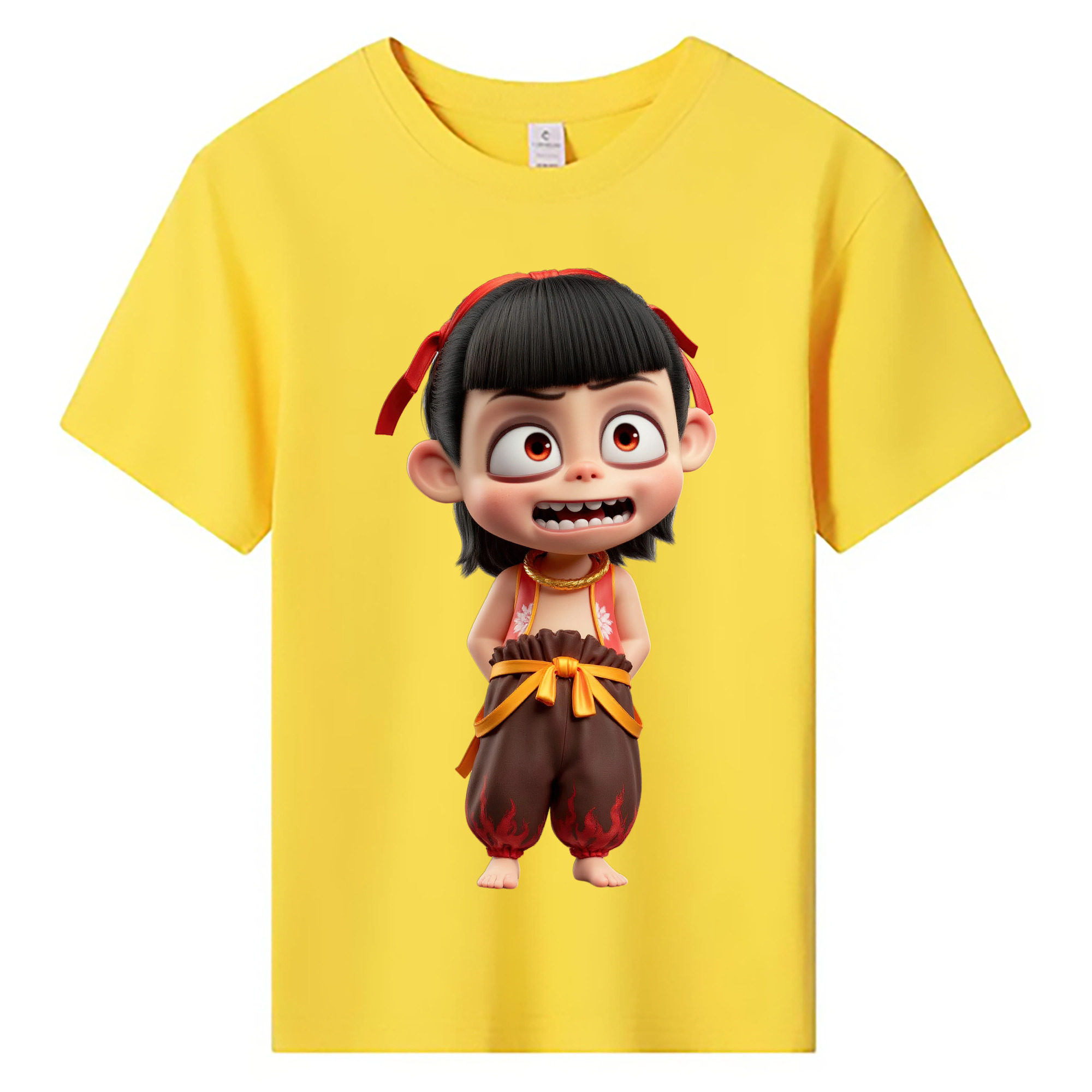 （画像用） Ne Zha 2 ナタ 魔童の大暴れ 綿100％キッズTシャツ（フロントプリント）