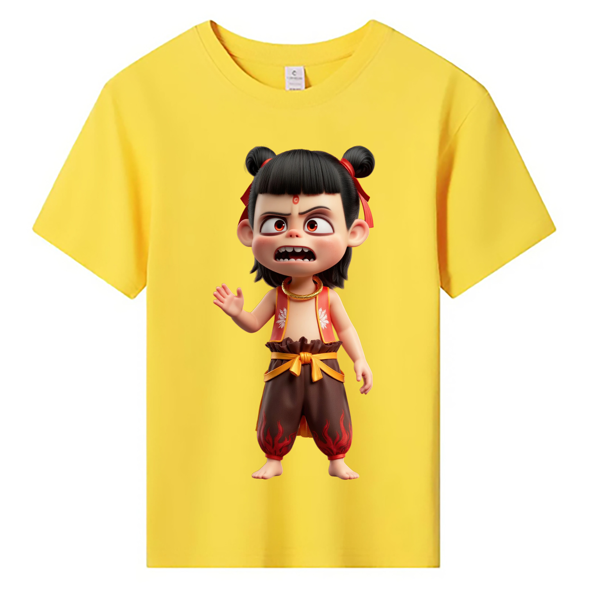 （画像用） Ne Zha 2 ナタ 魔童の大暴れ 綿100％キッズTシャツ（フロントプリント）