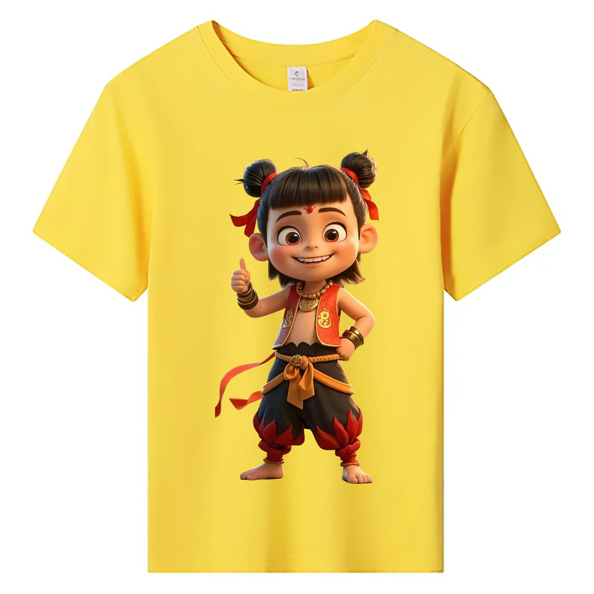 （画像用） Ne Zha 2 ナタ 魔童の大暴れ 綿100％キッズTシャツ（フロントプリント）