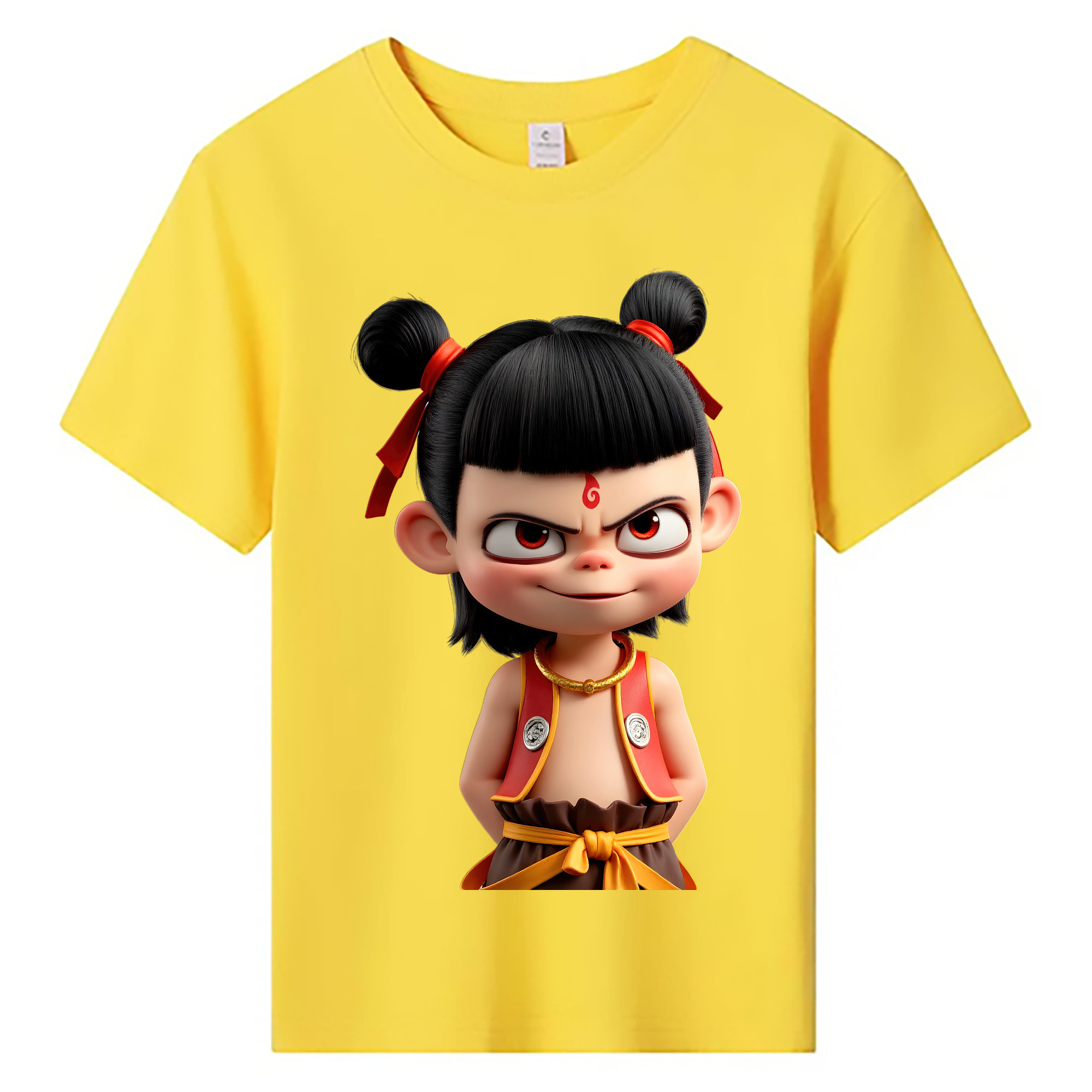 （画像用） Ne Zha 2 ナタ 魔童の大暴れ 綿100％キッズTシャツ（フロントプリント）