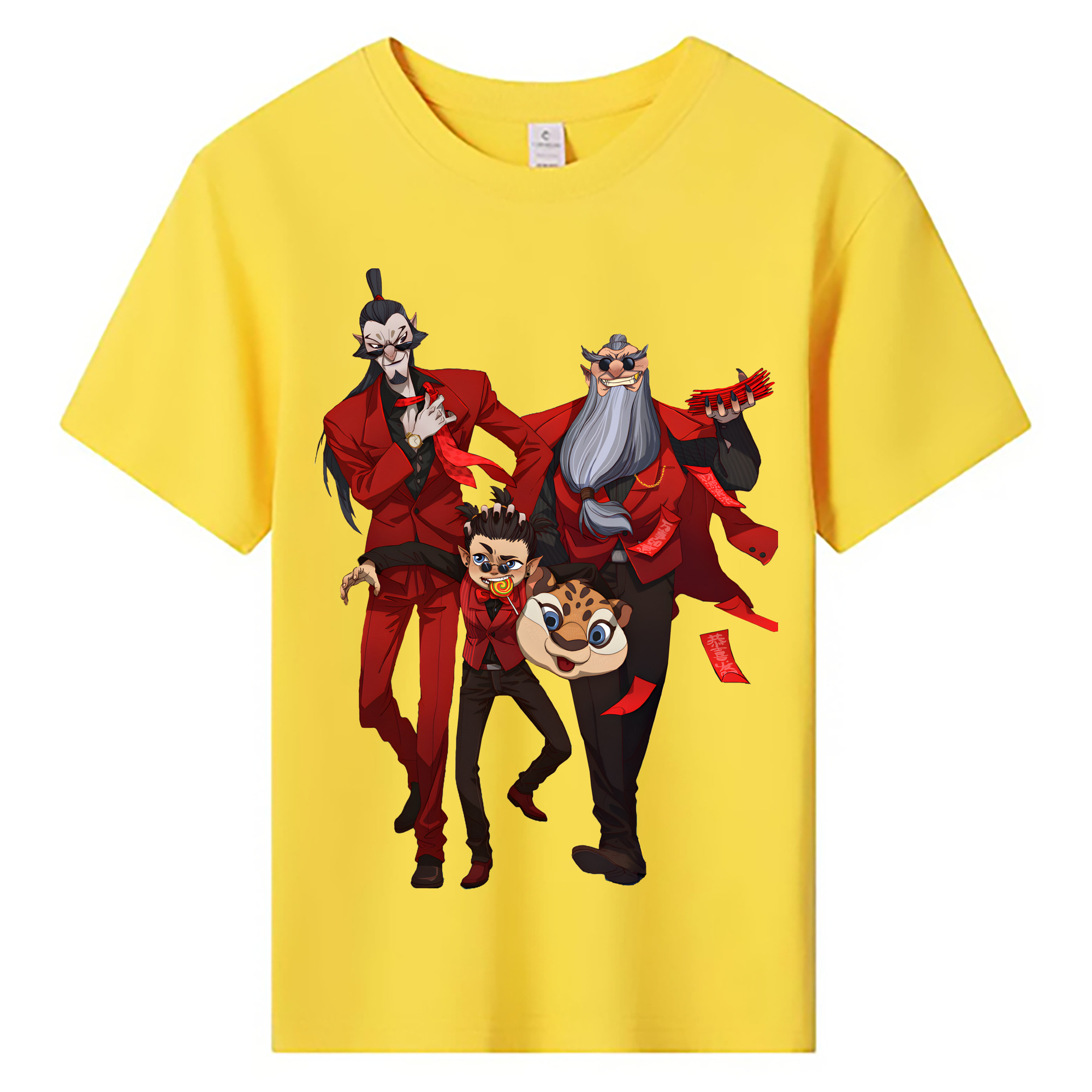 （画像用） Ne Zha 2 ナタ 魔童の大暴れ 綿100％キッズTシャツ（フロントプリント）