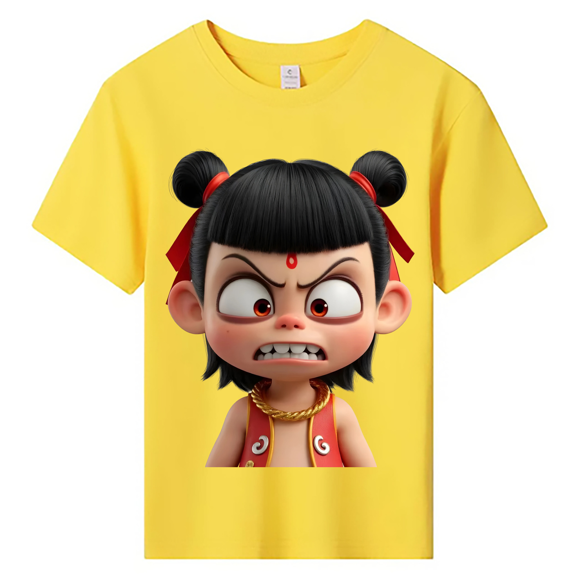 （画像用） Ne Zha 2 ナタ 魔童の大暴れ 綿100％キッズTシャツ（フロントプリント）