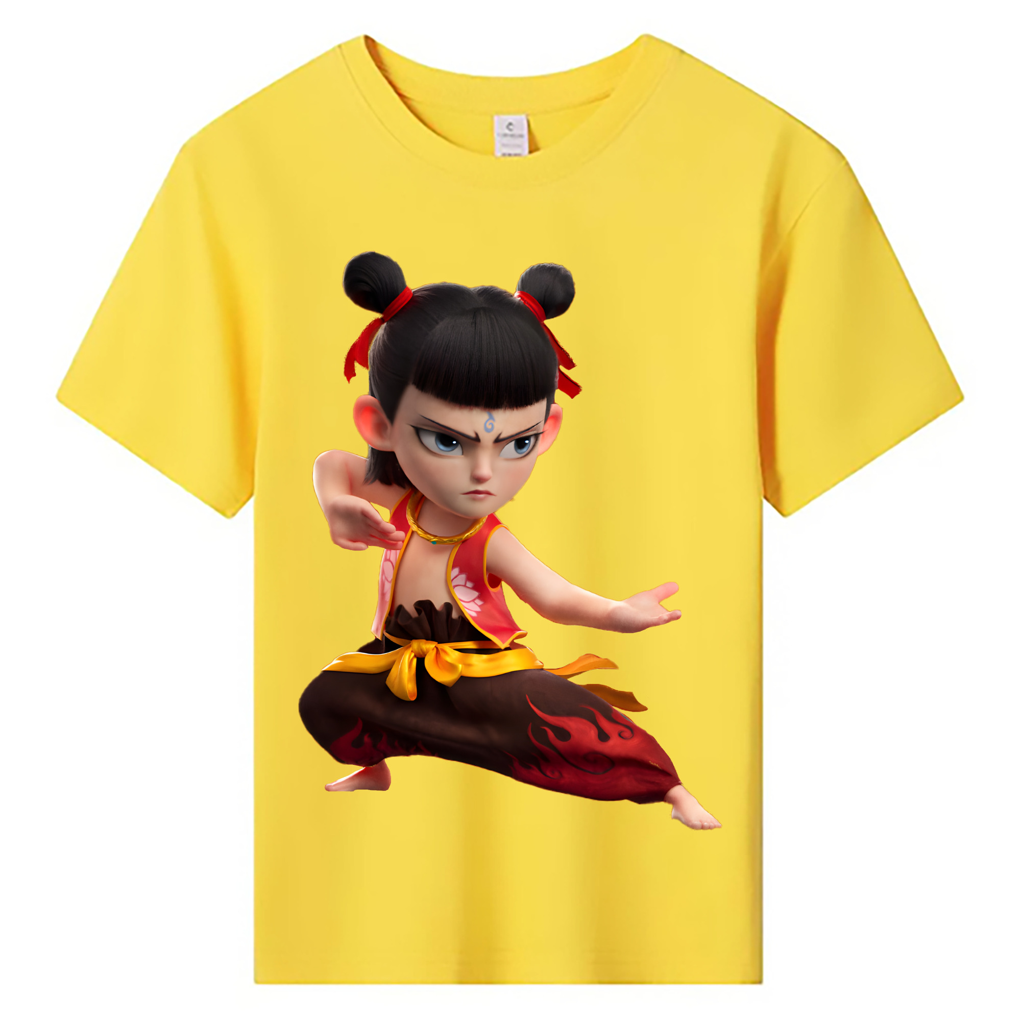 （画像用） Ne Zha 2 ナタ 魔童の大暴れ 綿100％キッズTシャツ（フロントプリント）