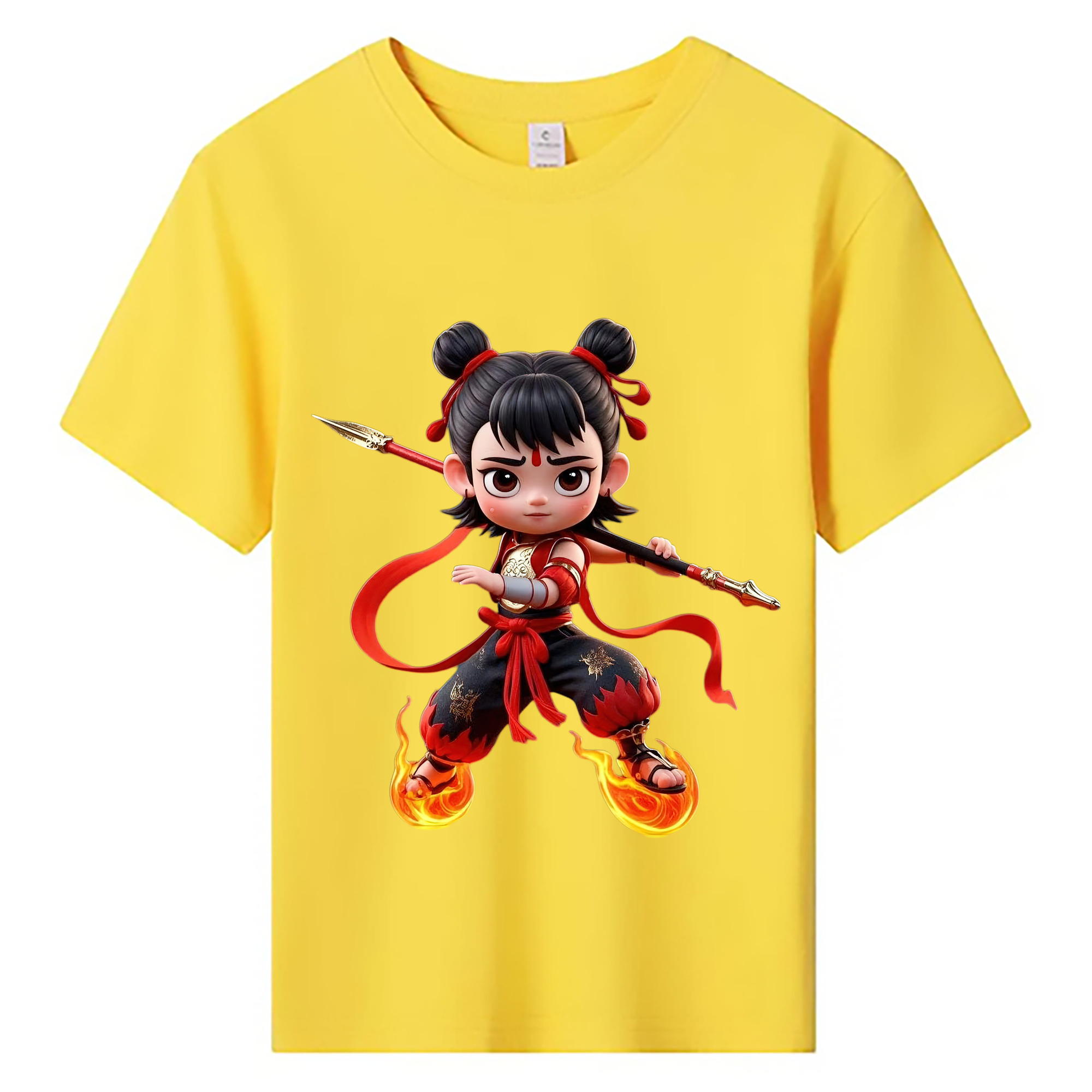 （画像用） Ne Zha 2 ナタ 魔童の大暴れ 綿100％キッズTシャツ（フロントプリント）