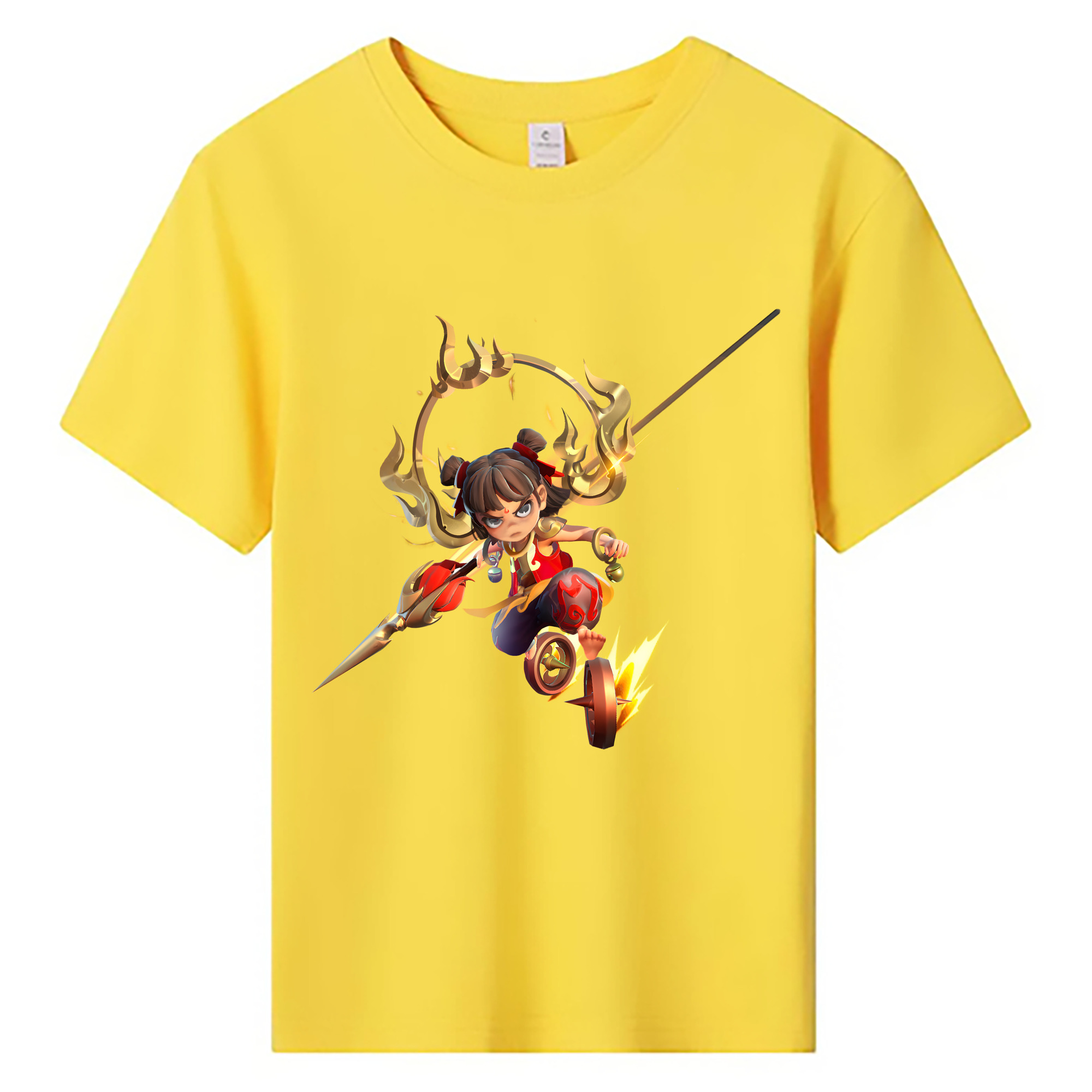 （画像用） Ne Zha 2 ナタ 魔童の大暴れ 綿100％キッズTシャツ（フロントプリント）