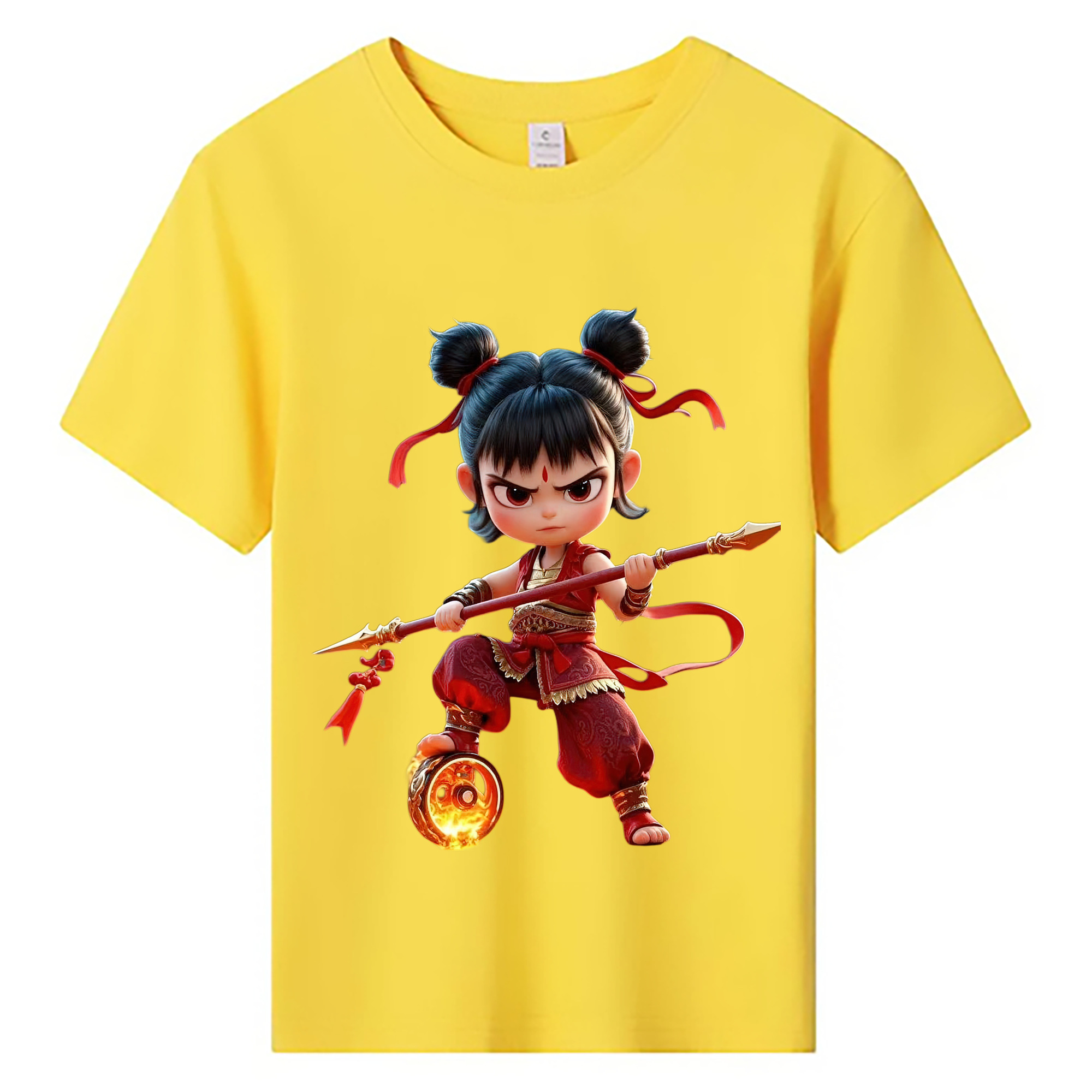 （画像用） Ne Zha 2 ナタ 魔童の大暴れ 綿100％キッズTシャツ（フロントプリント）