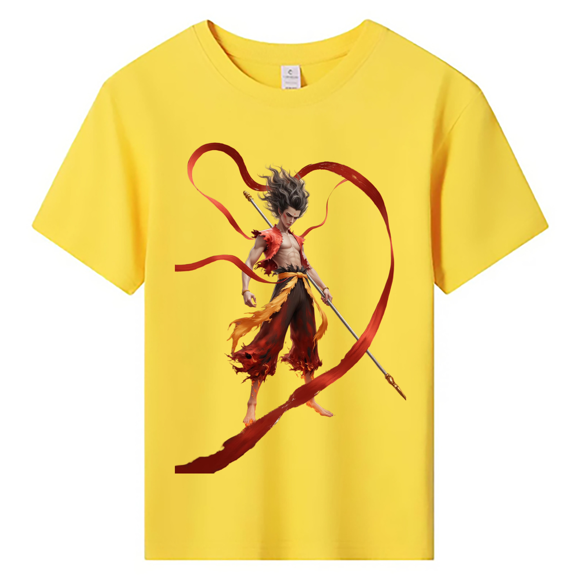（画像用） Ne Zha 2 ナタ 魔童の大暴れ 綿100％キッズTシャツ（フロントプリント）