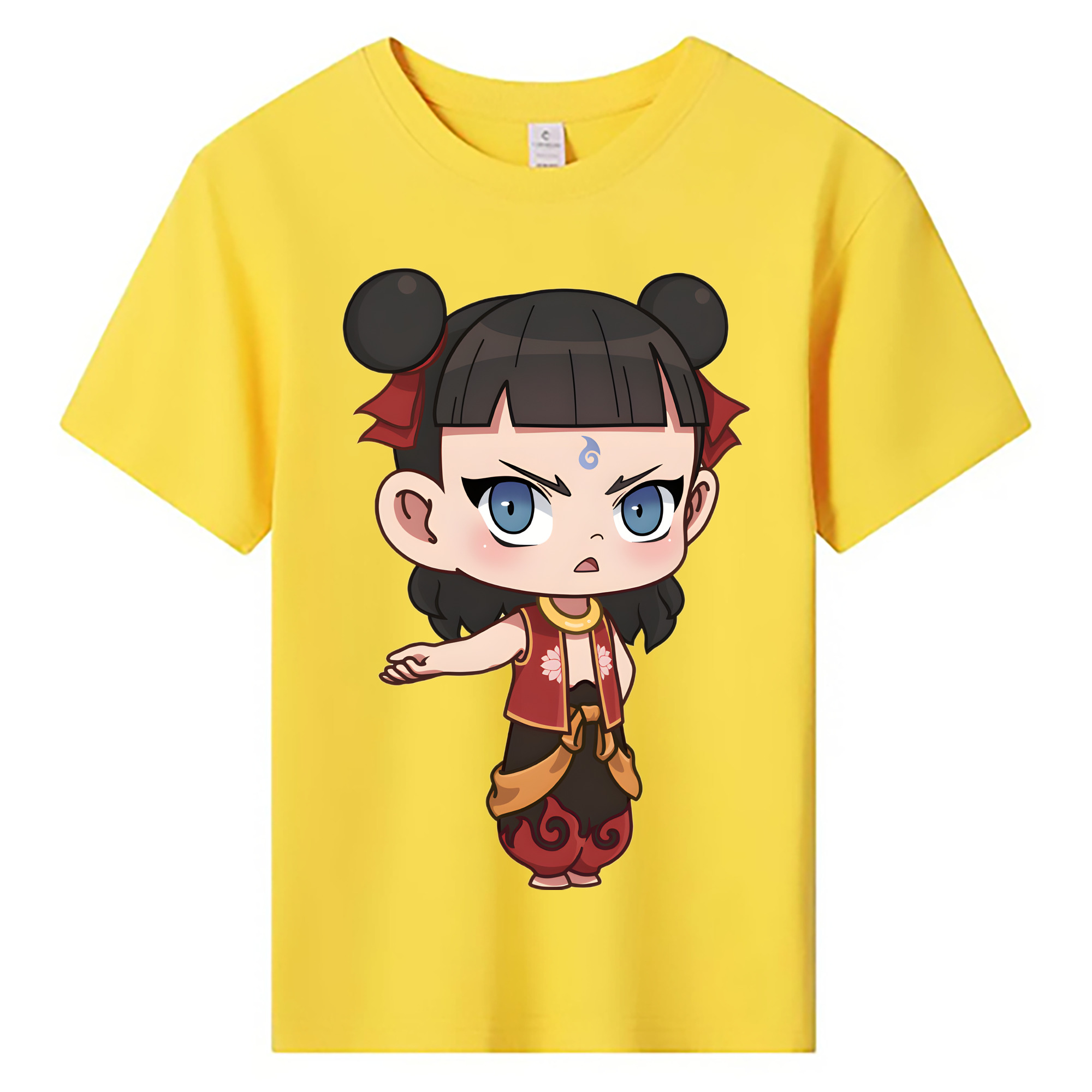 （画像用） Ne Zha 2 ナタ 魔童の大暴れ 綿100％キッズTシャツ（フロントプリント）