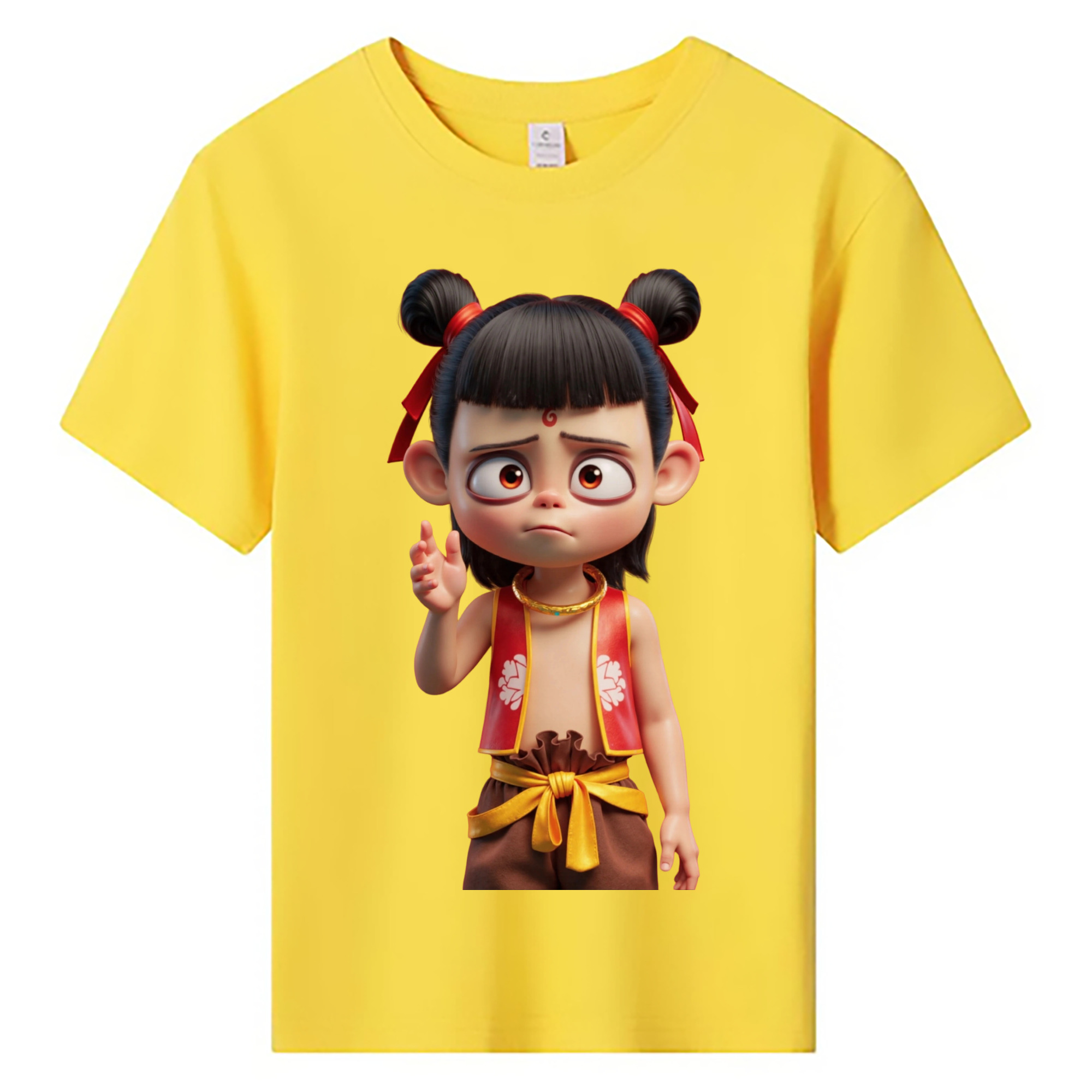 （画像用） Ne Zha 2 ナタ 魔童の大暴れ 綿100％キッズTシャツ（フロントプリント）