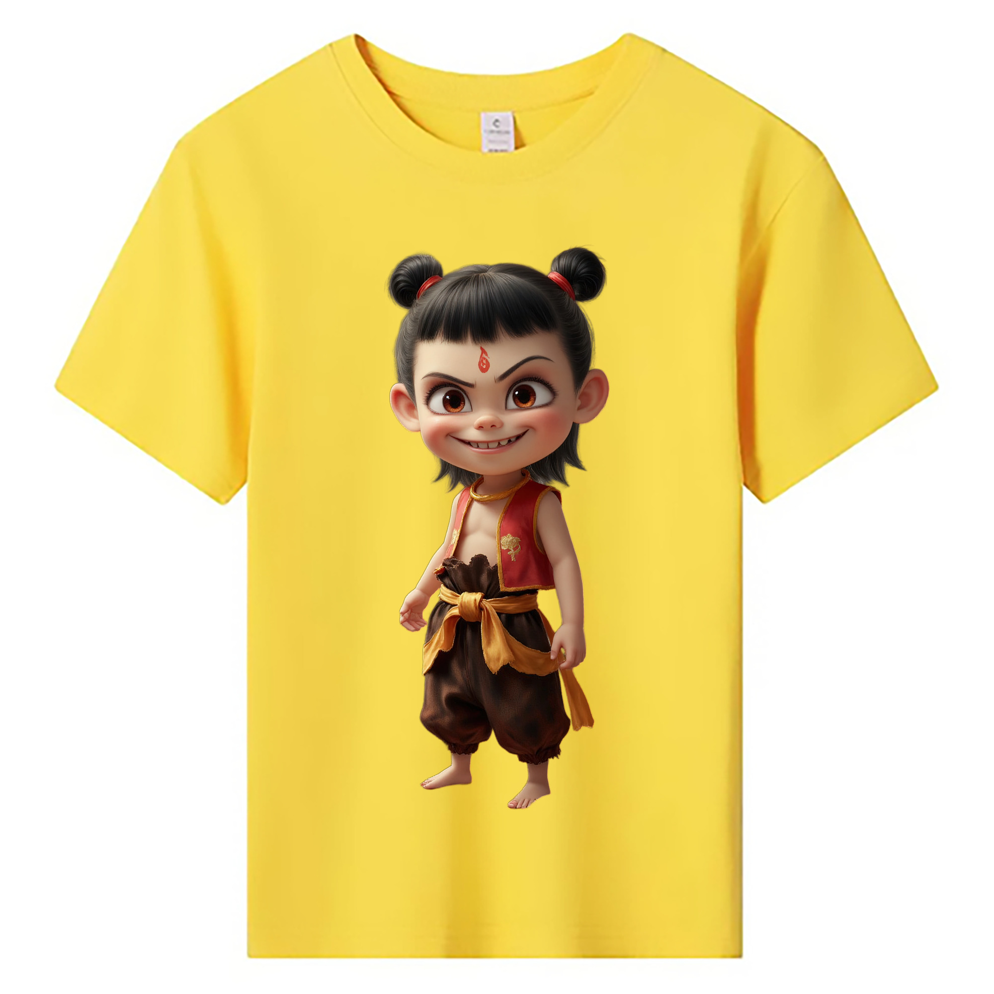 （画像用） Ne Zha 2 ナタ 魔童の大暴れ 綿100％キッズTシャツ（フロントプリント）