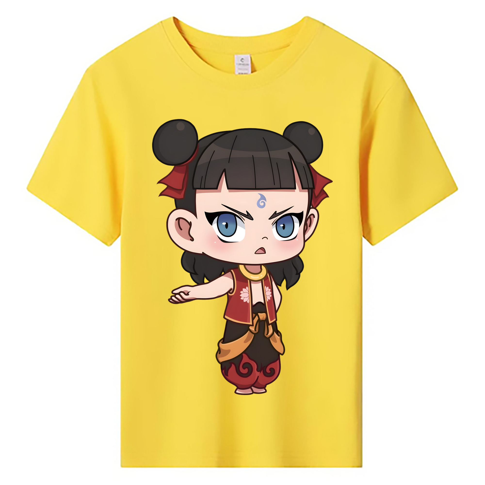 （画像用） Ne Zha 2 ナタ 魔童の大暴れ 綿100％キッズTシャツ（フロントプリント）