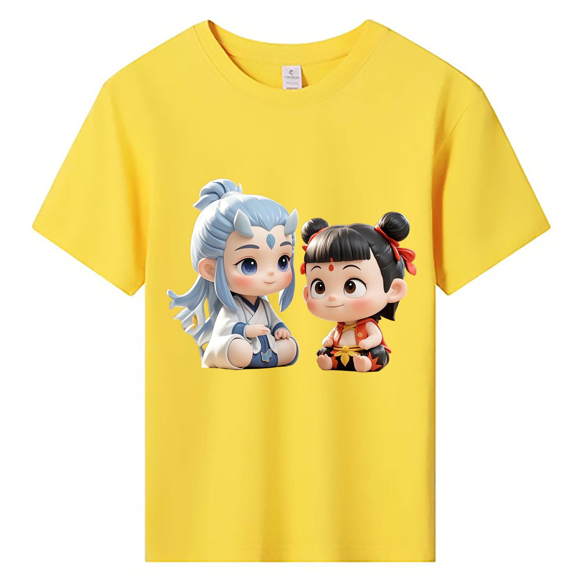 （画像用） Ne Zha 2 ナタ 魔童の大暴れ 綿100％キッズTシャツ（フロントプリント）