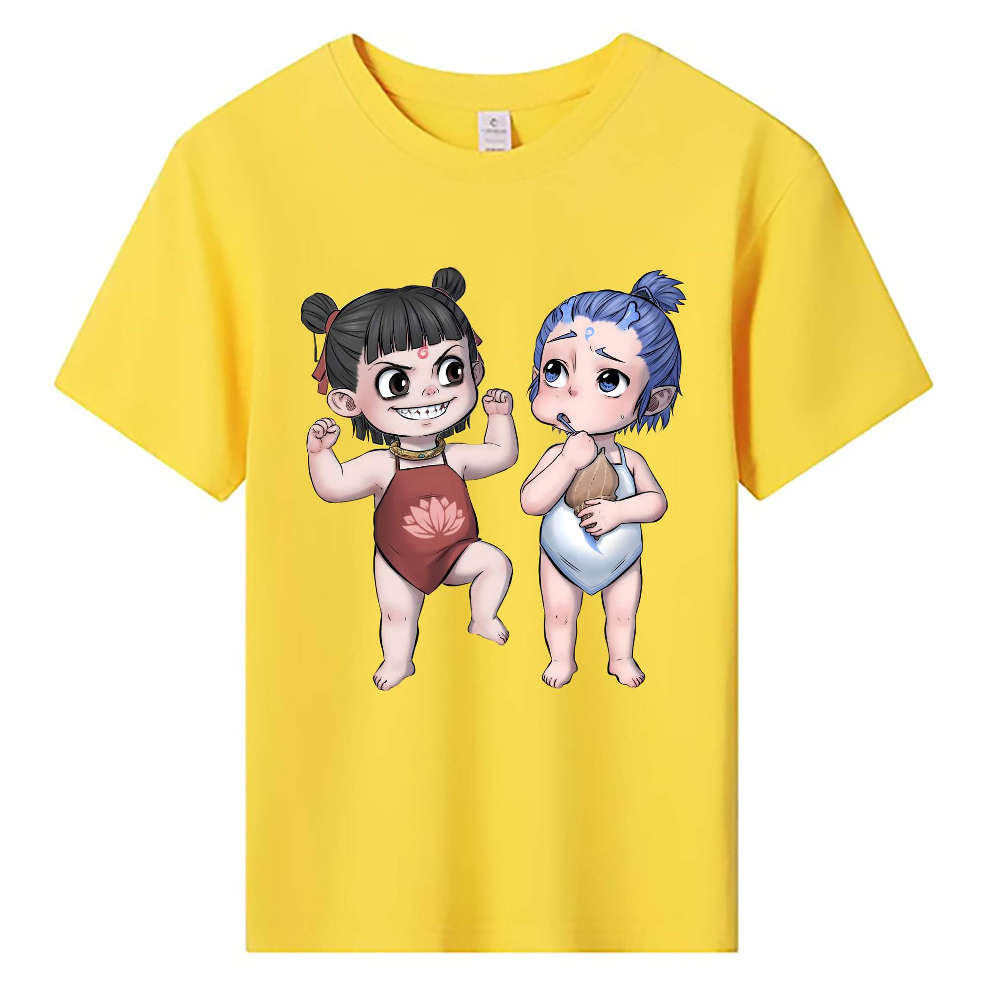 （画像用） Ne Zha 2 ナタ 魔童の大暴れ 綿100％キッズTシャツ（フロントプリント）