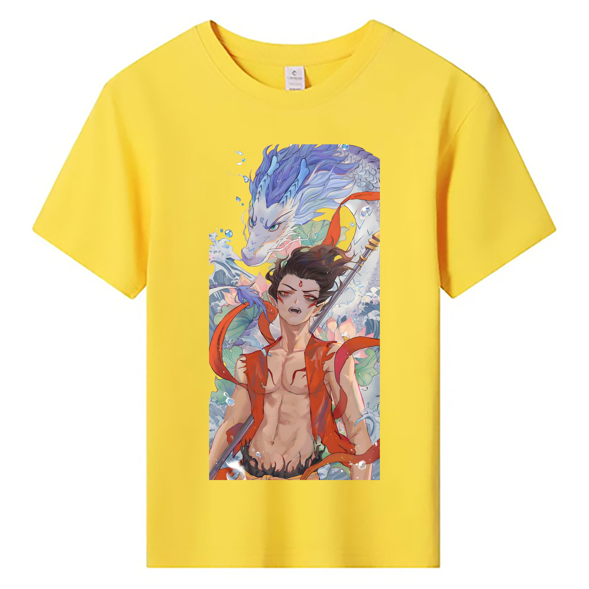（画像用） Ne Zha 2 ナタ 魔童の大暴れ 綿100％キッズTシャツ（フロントプリント）