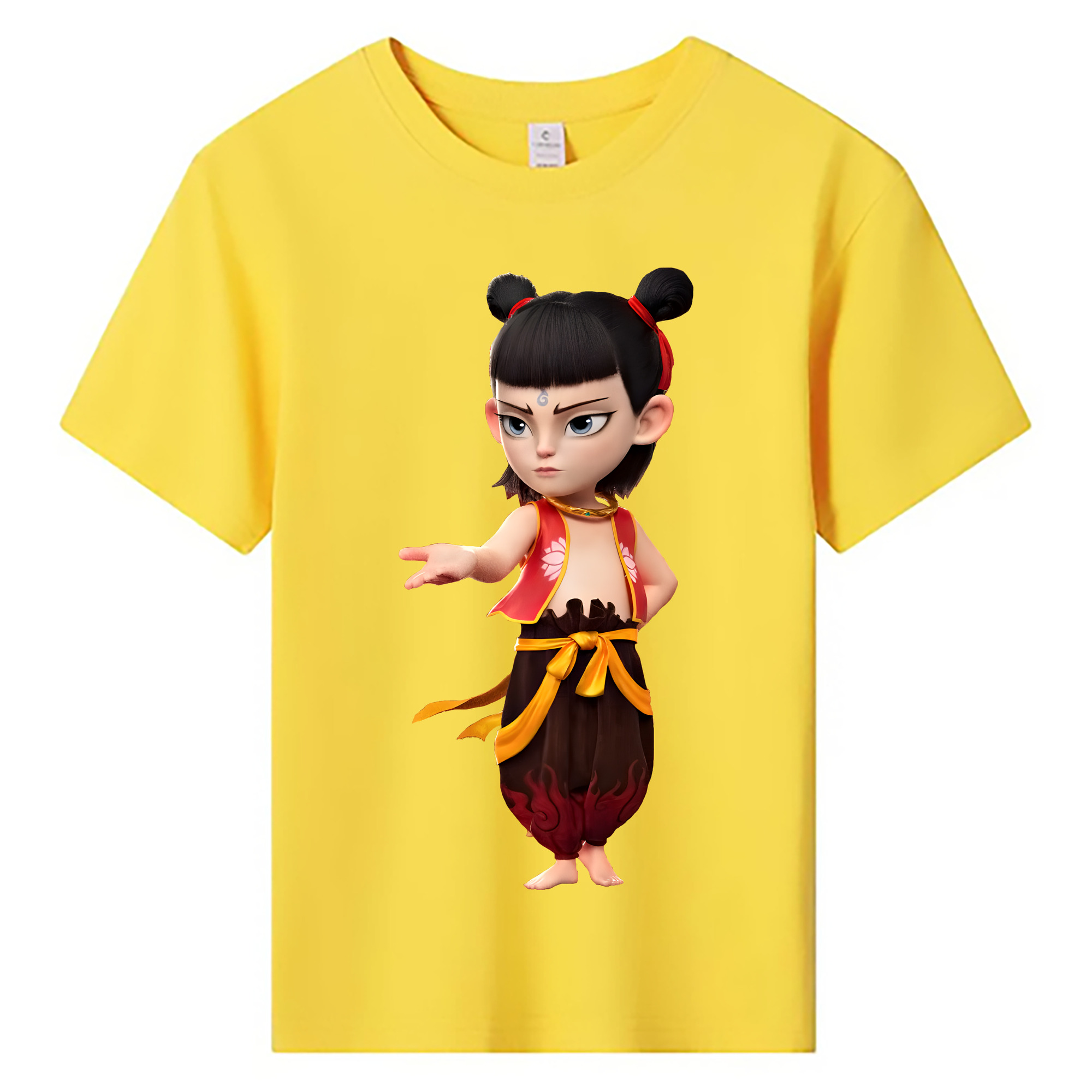 （画像用） Ne Zha 2 ナタ 魔童の大暴れ 綿100％キッズTシャツ（フロントプリント）