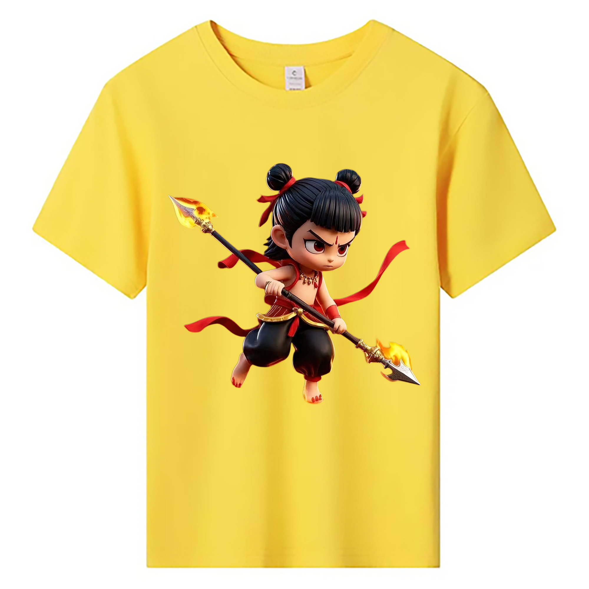 （画像用） Ne Zha 2 ナタ 魔童の大暴れ 綿100％キッズTシャツ（フロントプリント）