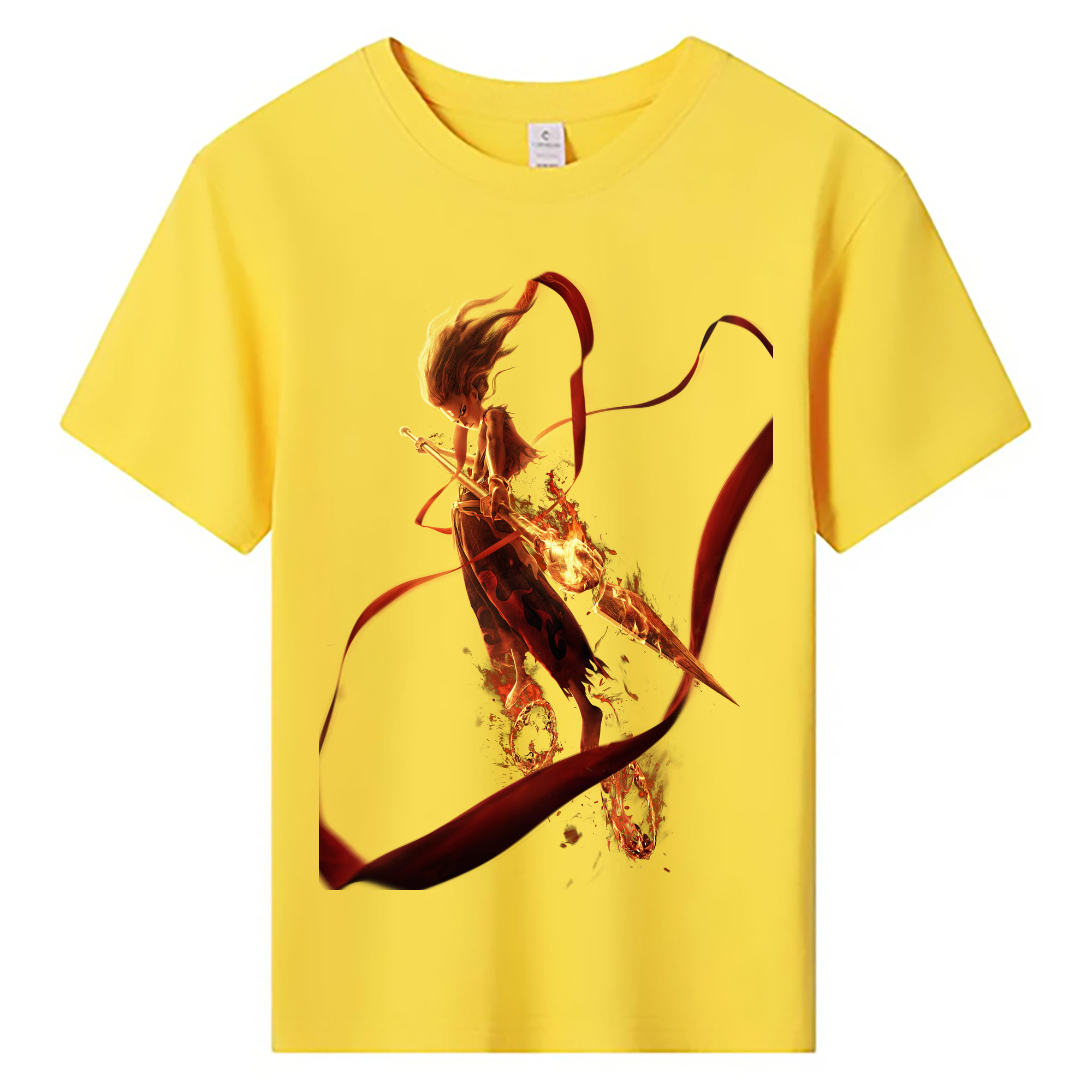 （画像用） Ne Zha 2 ナタ 魔童の大暴れ 綿100％キッズTシャツ（フロントプリント）