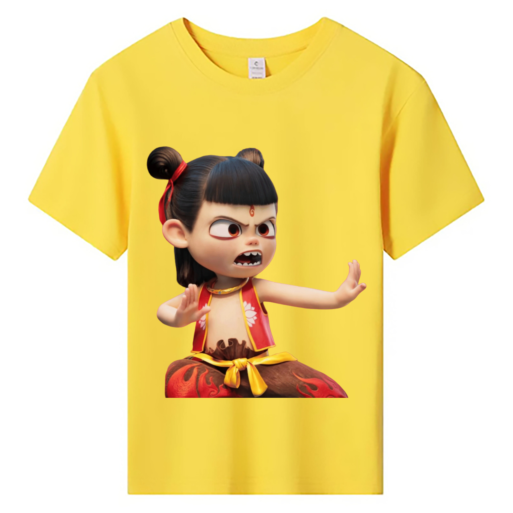 （画像用） Ne Zha 2 ナタ 魔童の大暴れ 綿100％キッズTシャツ（フロントプリント）