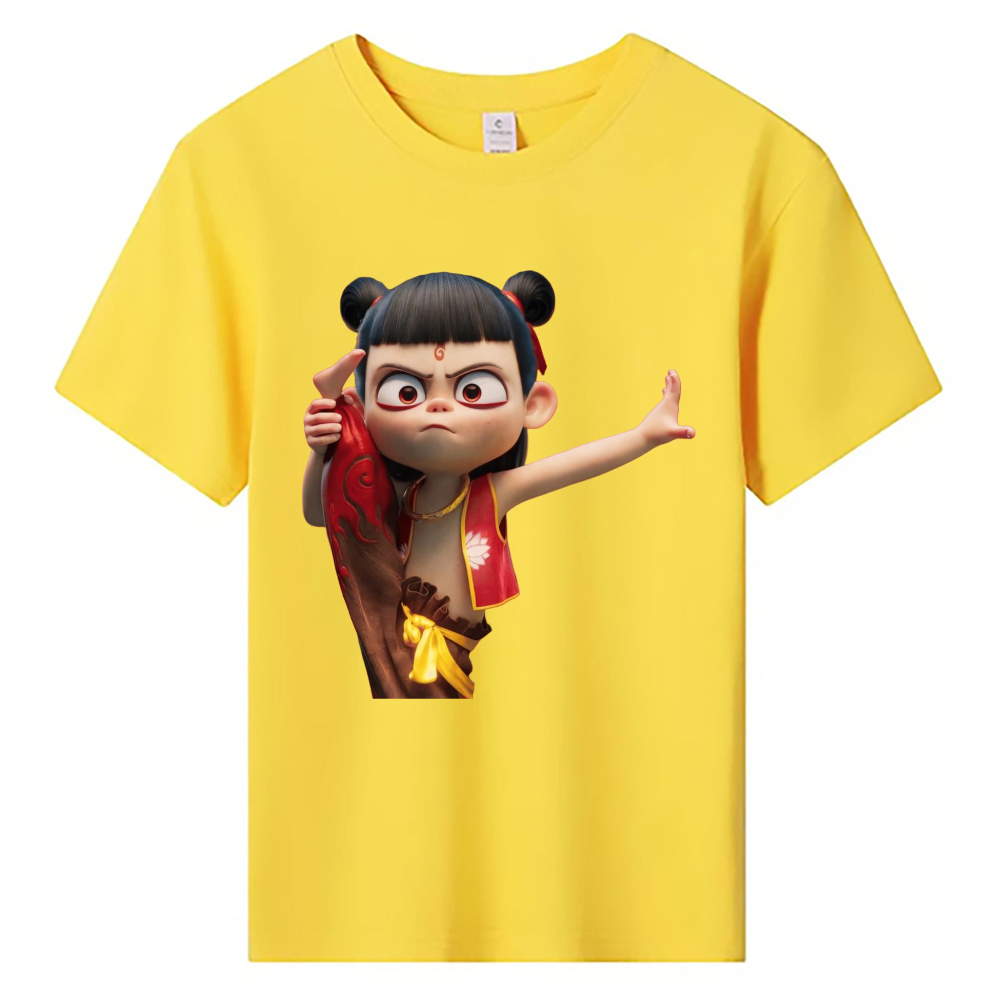 （画像用） Ne Zha 2 ナタ 魔童の大暴れ 綿100％キッズTシャツ（フロントプリント）