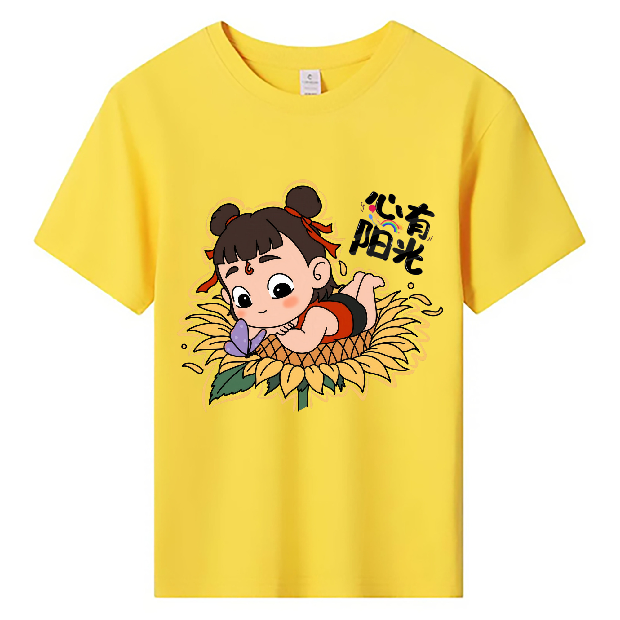 （画像用） Ne Zha 2 ナタ 魔童の大暴れ 綿100％キッズTシャツ（フロントプリント）