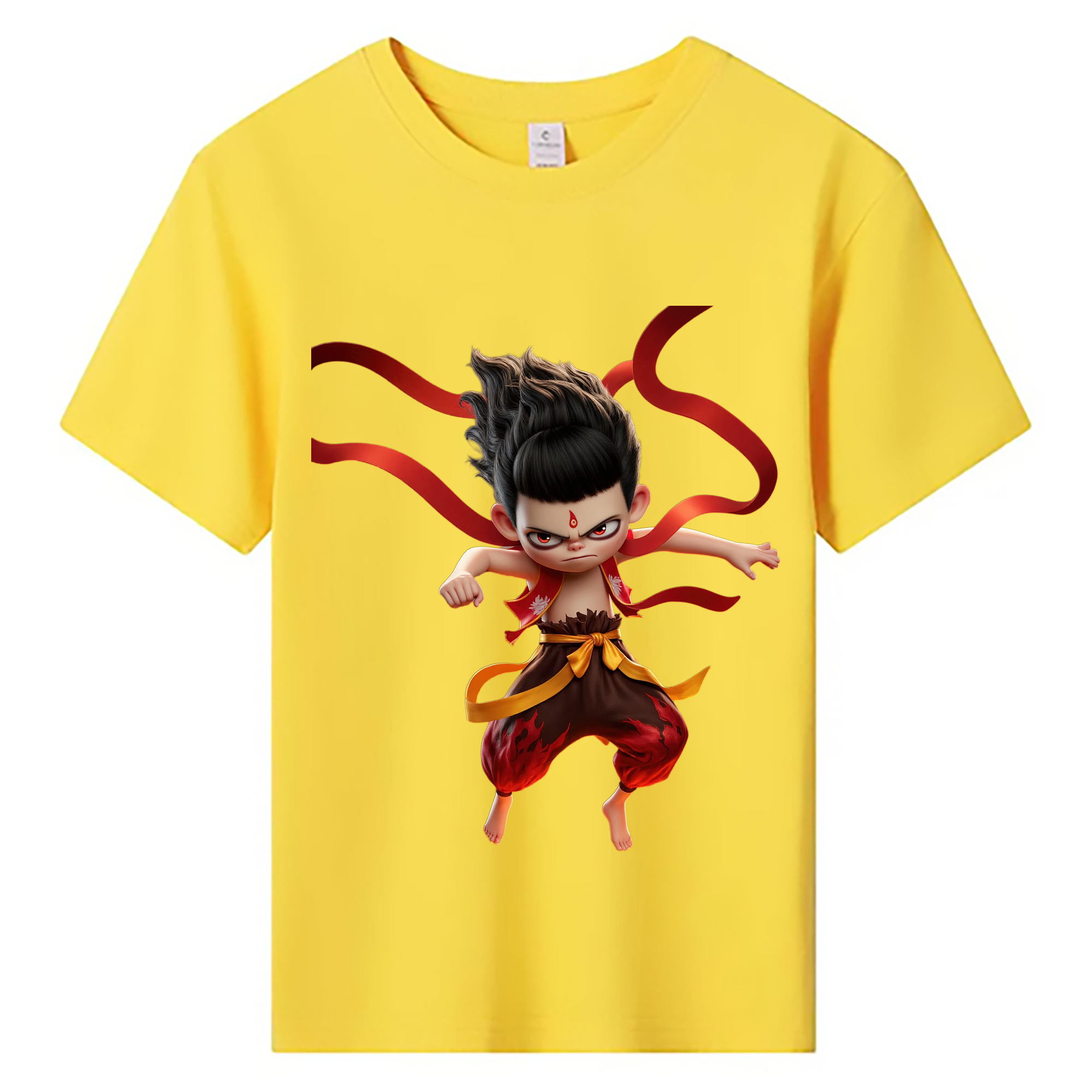 （画像用） Ne Zha 2 ナタ 魔童の大暴れ 綿100％キッズTシャツ（フロントプリント）