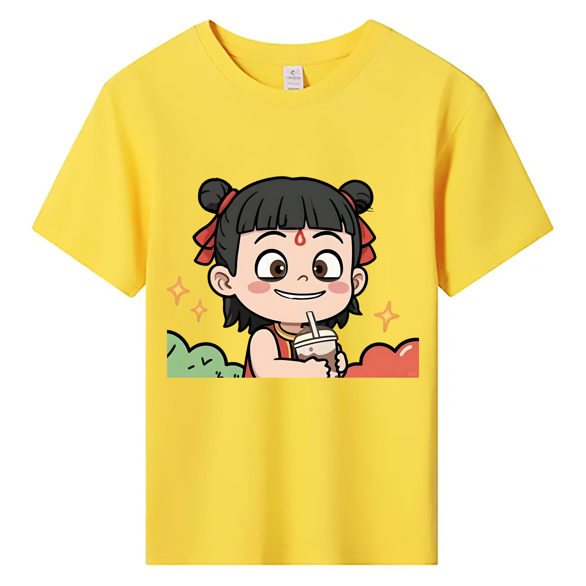 （画像用） Ne Zha 2 ナタ 魔童の大暴れ 綿100％キッズTシャツ（フロントプリント）