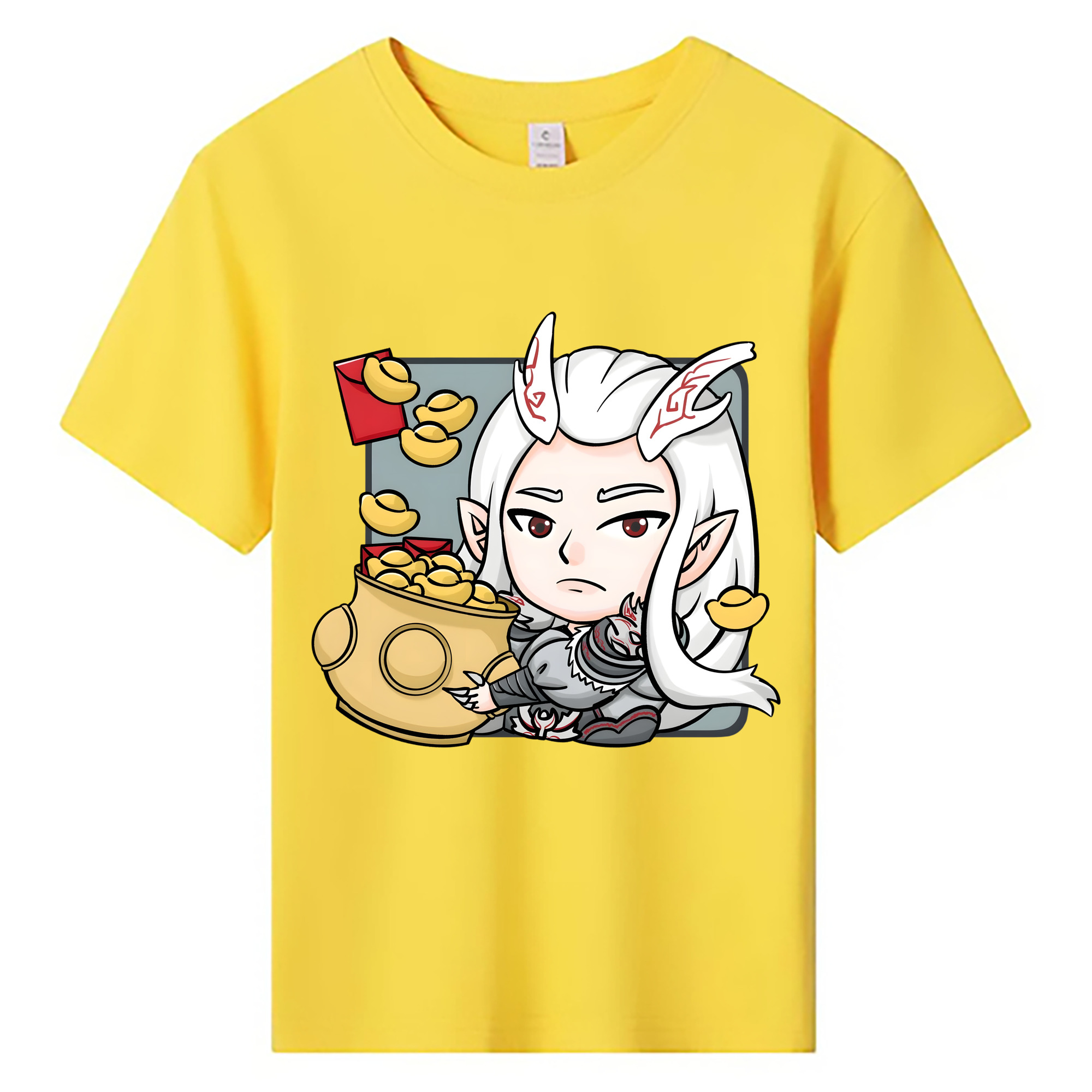 （画像用） Ne Zha 2 ナタ 魔童の大暴れ 綿100％キッズTシャツ（フロントプリント）