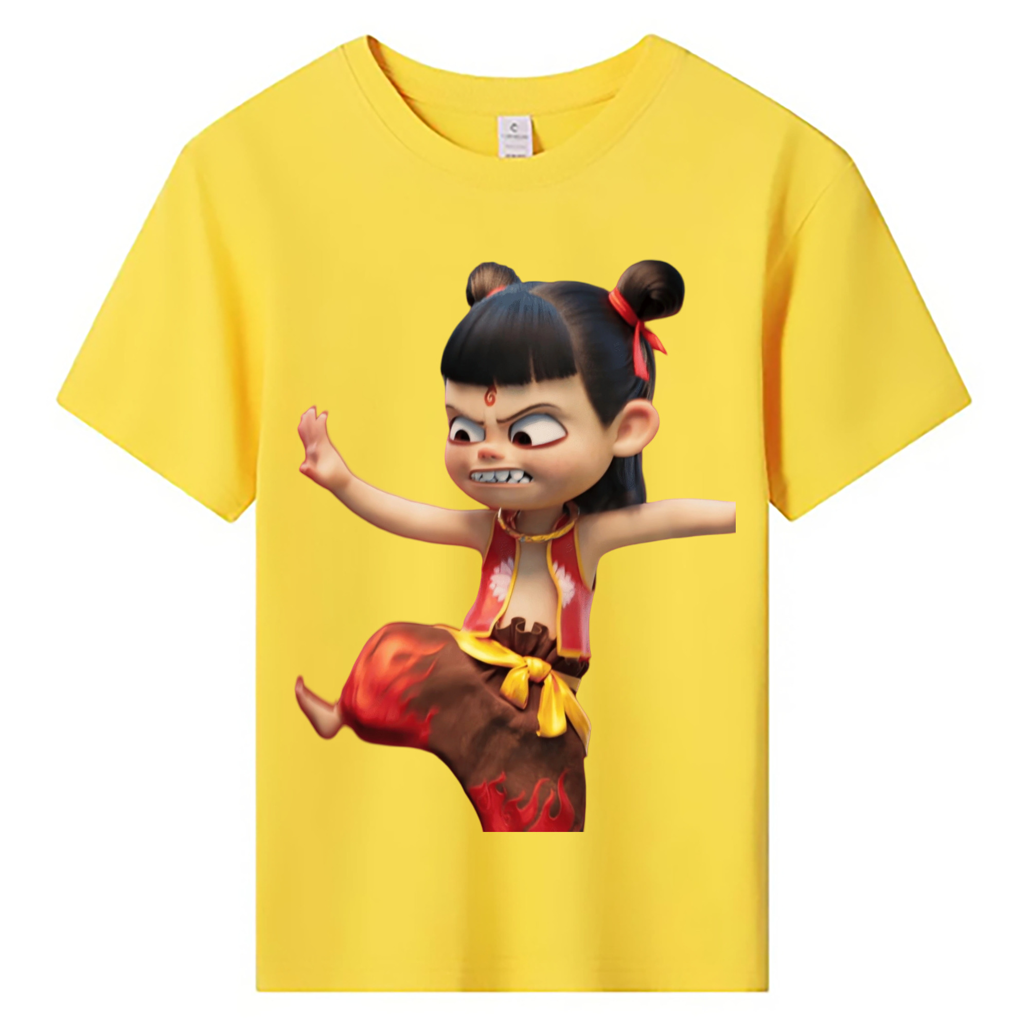 （画像用） Ne Zha 2 ナタ 魔童の大暴れ 綿100％キッズTシャツ（フロントプリント）