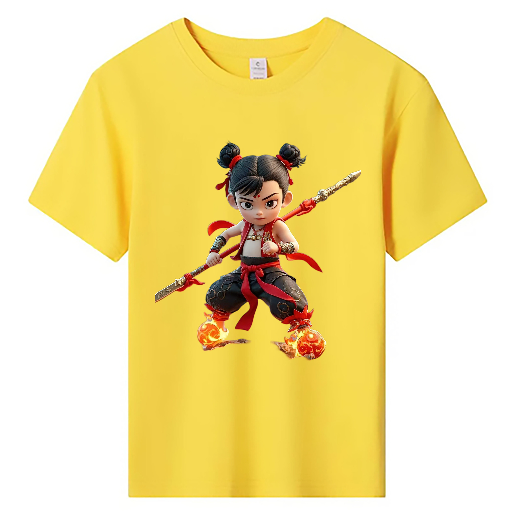 （画像用） Ne Zha 2 ナタ 魔童の大暴れ 綿100％キッズTシャツ（フロントプリント）