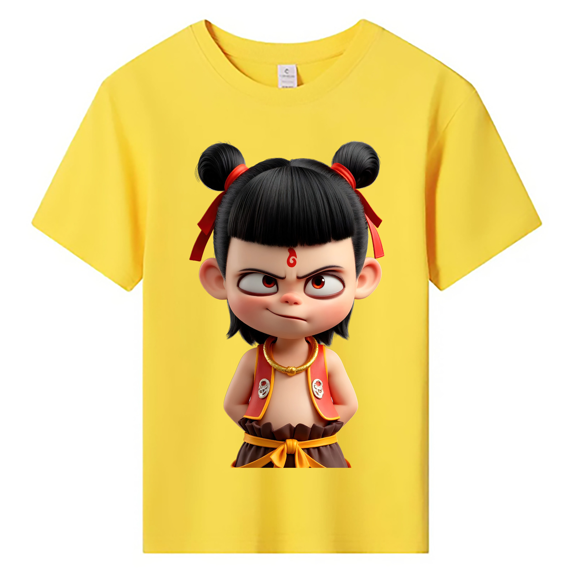 （画像用） Ne Zha 2 ナタ 魔童の大暴れ 綿100％キッズTシャツ（フロントプリント）