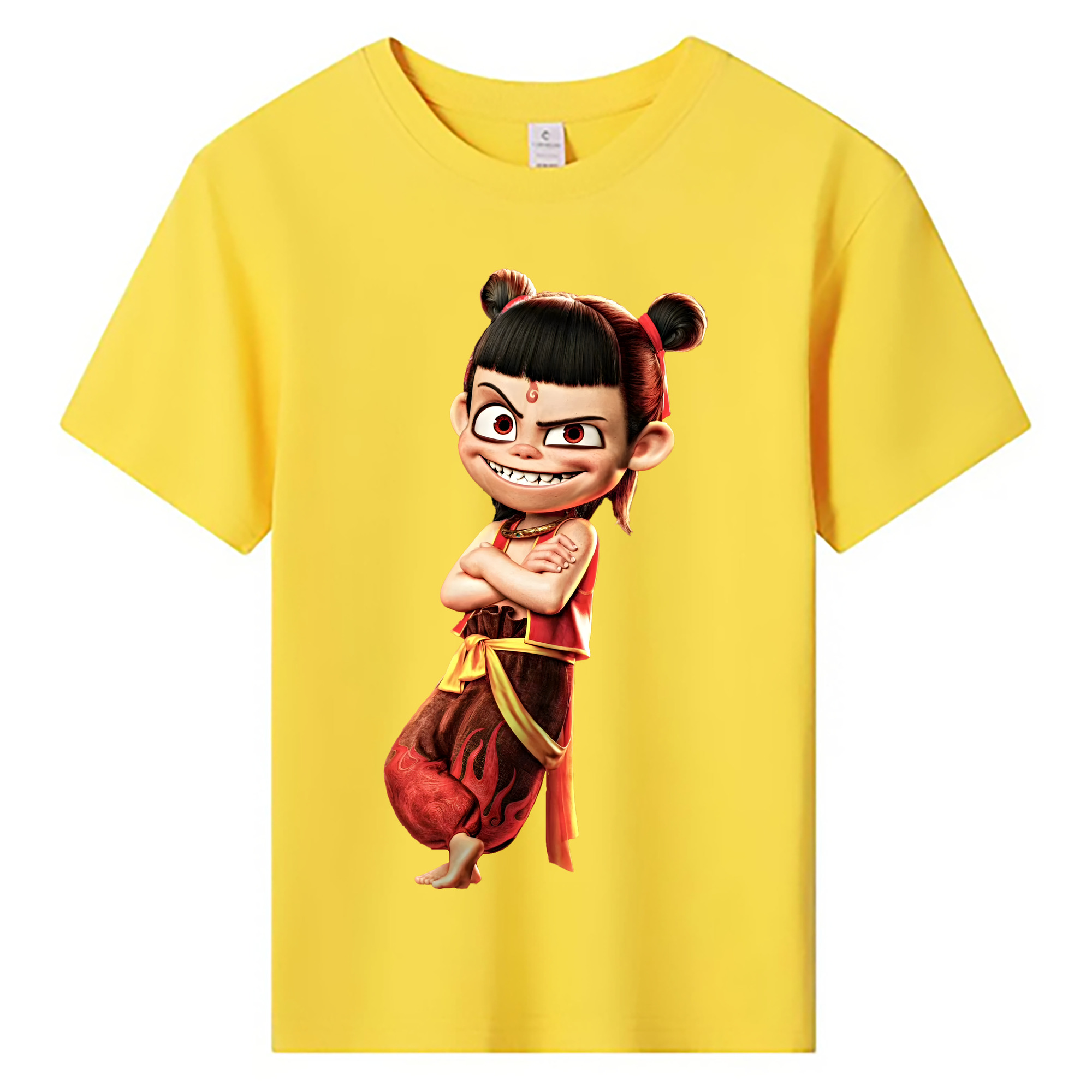 （画像用） Ne Zha 2 ナタ 魔童の大暴れ 綿100％キッズTシャツ（フロントプリント）