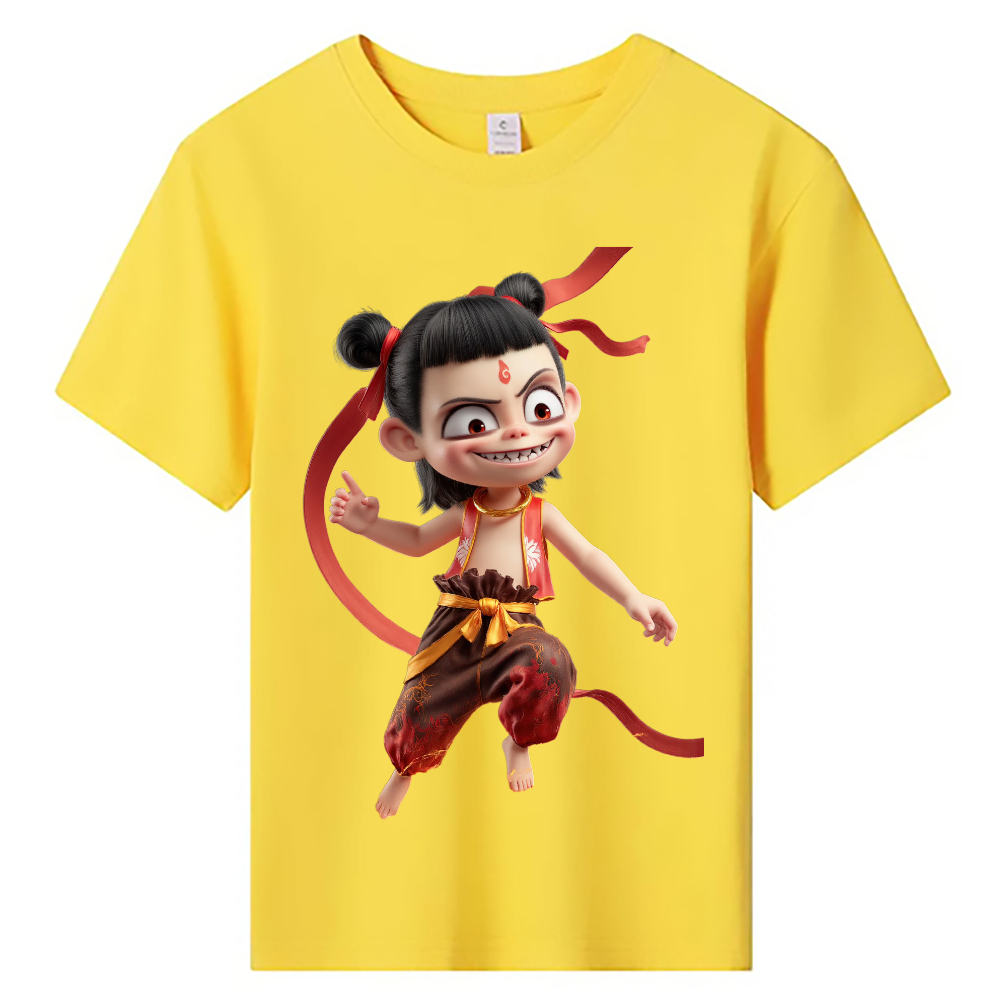 （画像用） Ne Zha 2 ナタ 魔童の大暴れ 綿100％キッズTシャツ（フロントプリント）