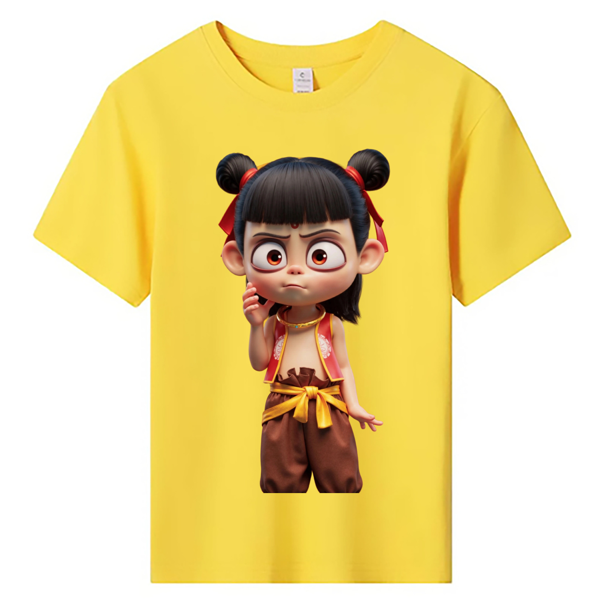 （画像用） Ne Zha 2 ナタ 魔童の大暴れ 綿100％キッズTシャツ（フロントプリント）